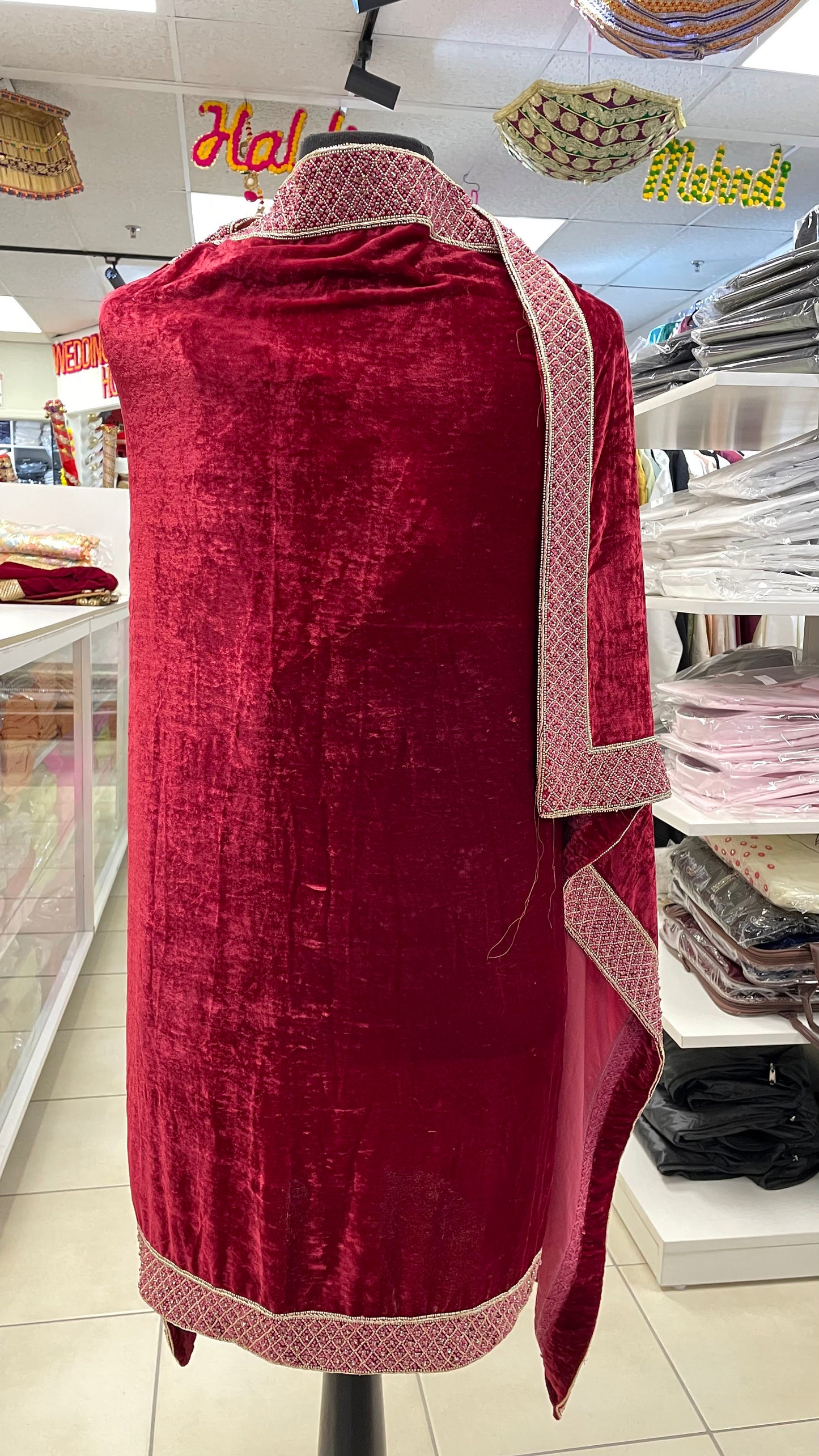 Indian Wedding-Velvet Hand Embroided Shwal/ Dupatta- Women's/Men's Velvet Shwal,Dupatta