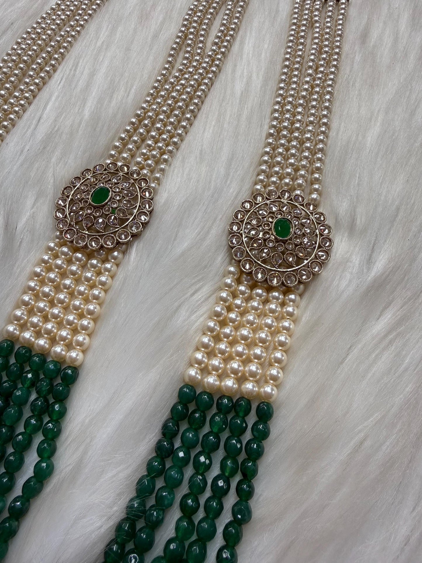 Indian Wedding-Pearl Necklace with Brooch, five Layered Maharaja Haar/ Necklace for Groom for Wedding