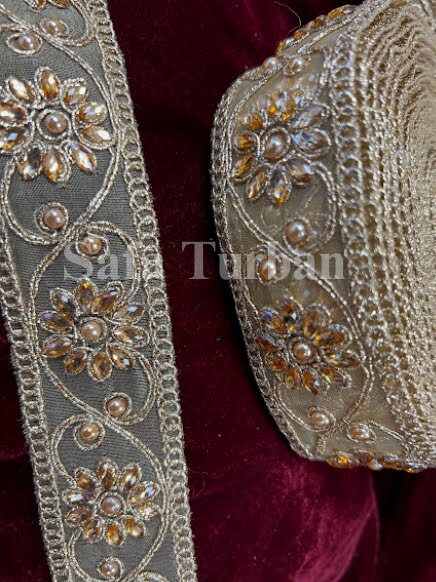 Golden Kundan Stone Lace 1.5"(inch) for Dresses, Sarees, Lehenga, Suits, Blouses, Dupatta, Chunri, and Craft