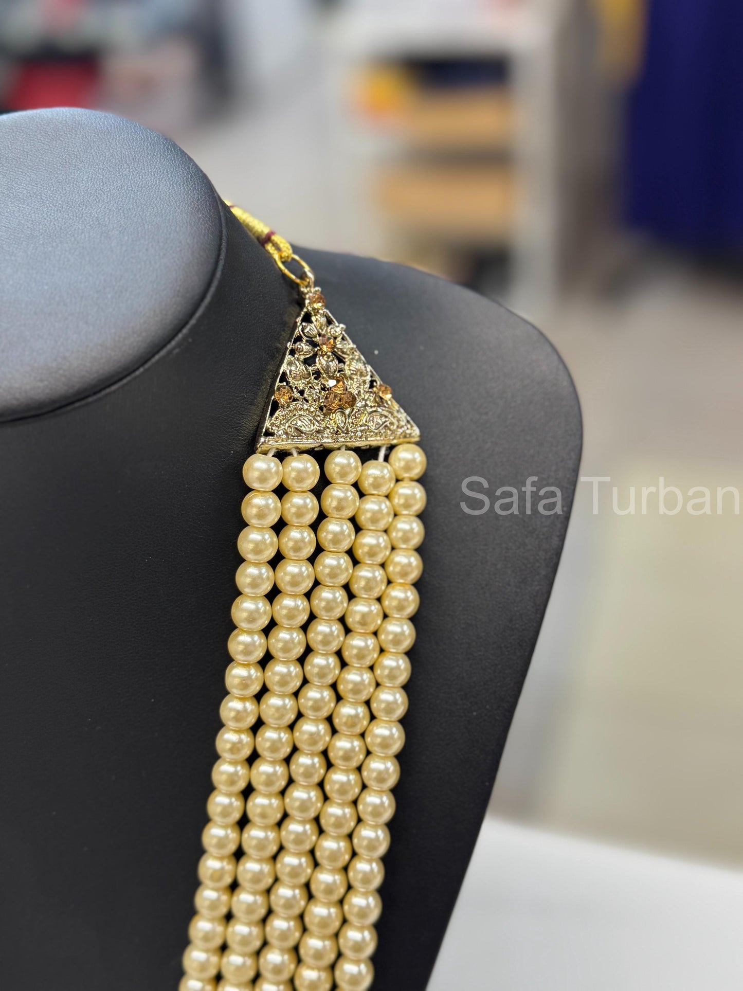 Indian Wedding- Pearl Five Layered Maharaja haar/ Necklace for Groom for Wedding