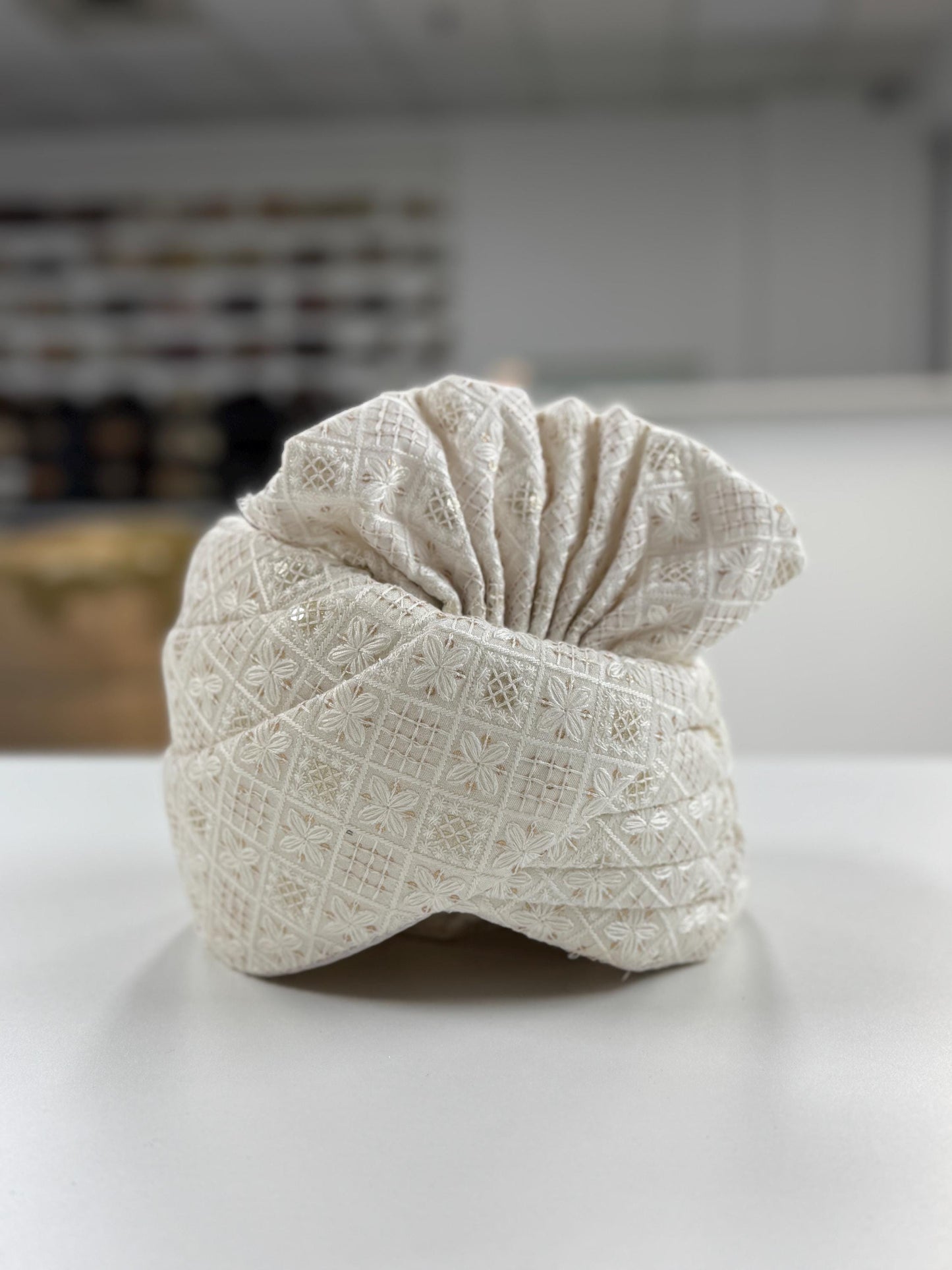 Groom Wedding Turban- Ivory AdjustableTurban(with velcro)- Safa Turban/Pagdi/Premade Turban/ Wedding Safa/Turban