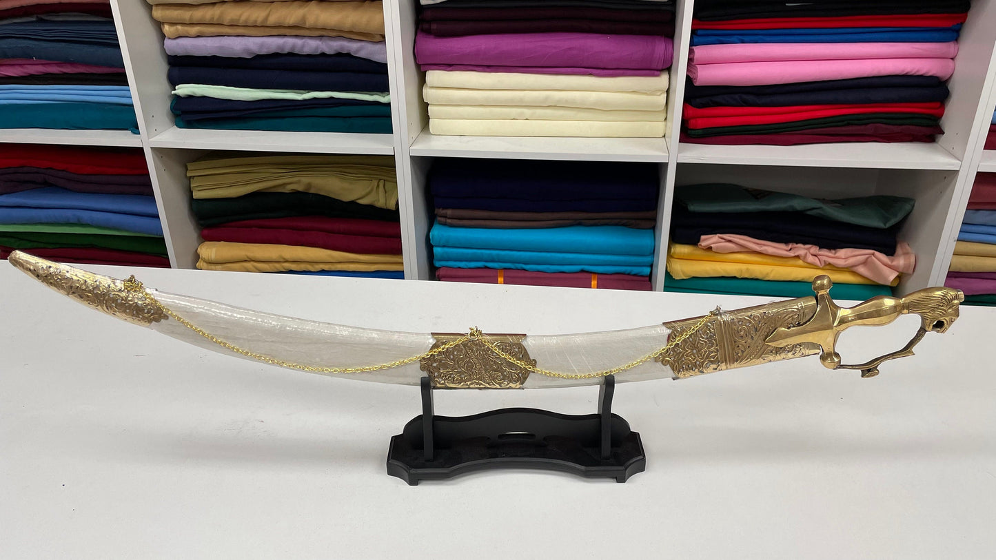 Indian Wedding Decorative Sword/Kirpan- Ivory colour with golden work handle/For wedding purpose/Decorated Sikh Wedding Kirpan