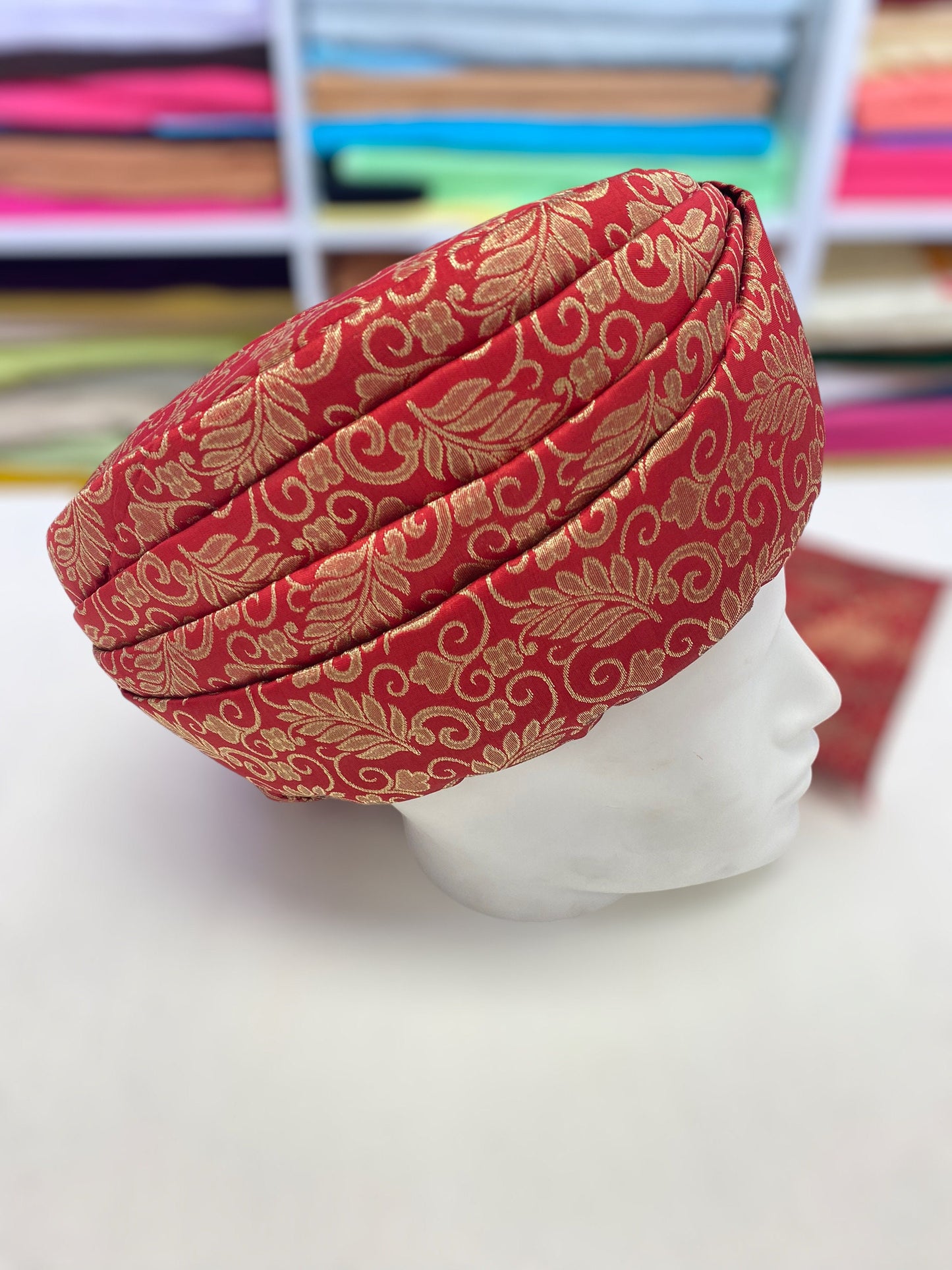 Groom Wedding Turban-Red Silk Turban- Safa Turban/Pagdi/Premade Turban/ Wedding Safa/Turban/Pagdi for Men (Groom)/ Thalapa