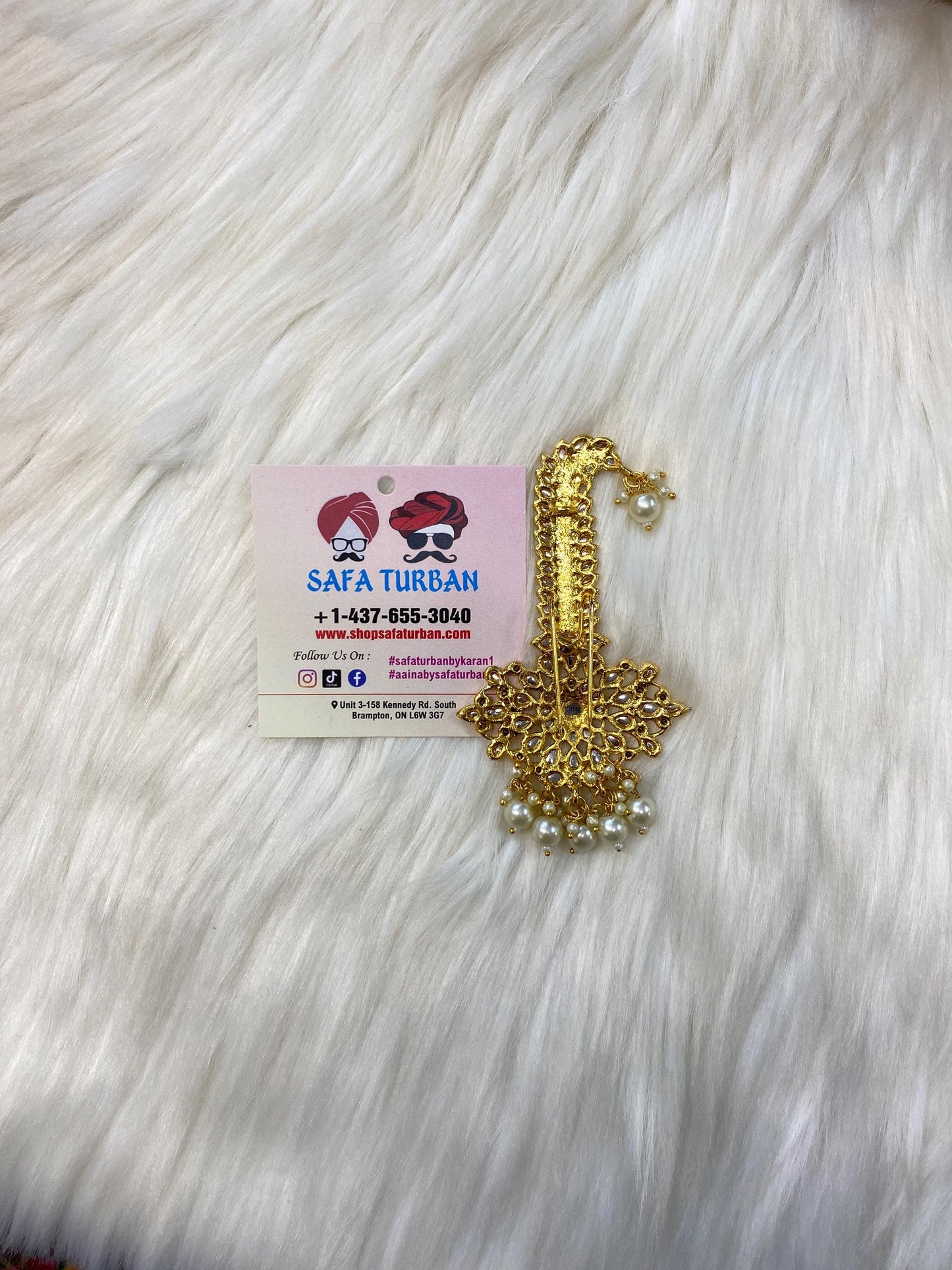 Indian Groom Wedding Accessories- Kundan Kalangi/Kalgi for Men's Safa/Groom Pagdi with Feather
