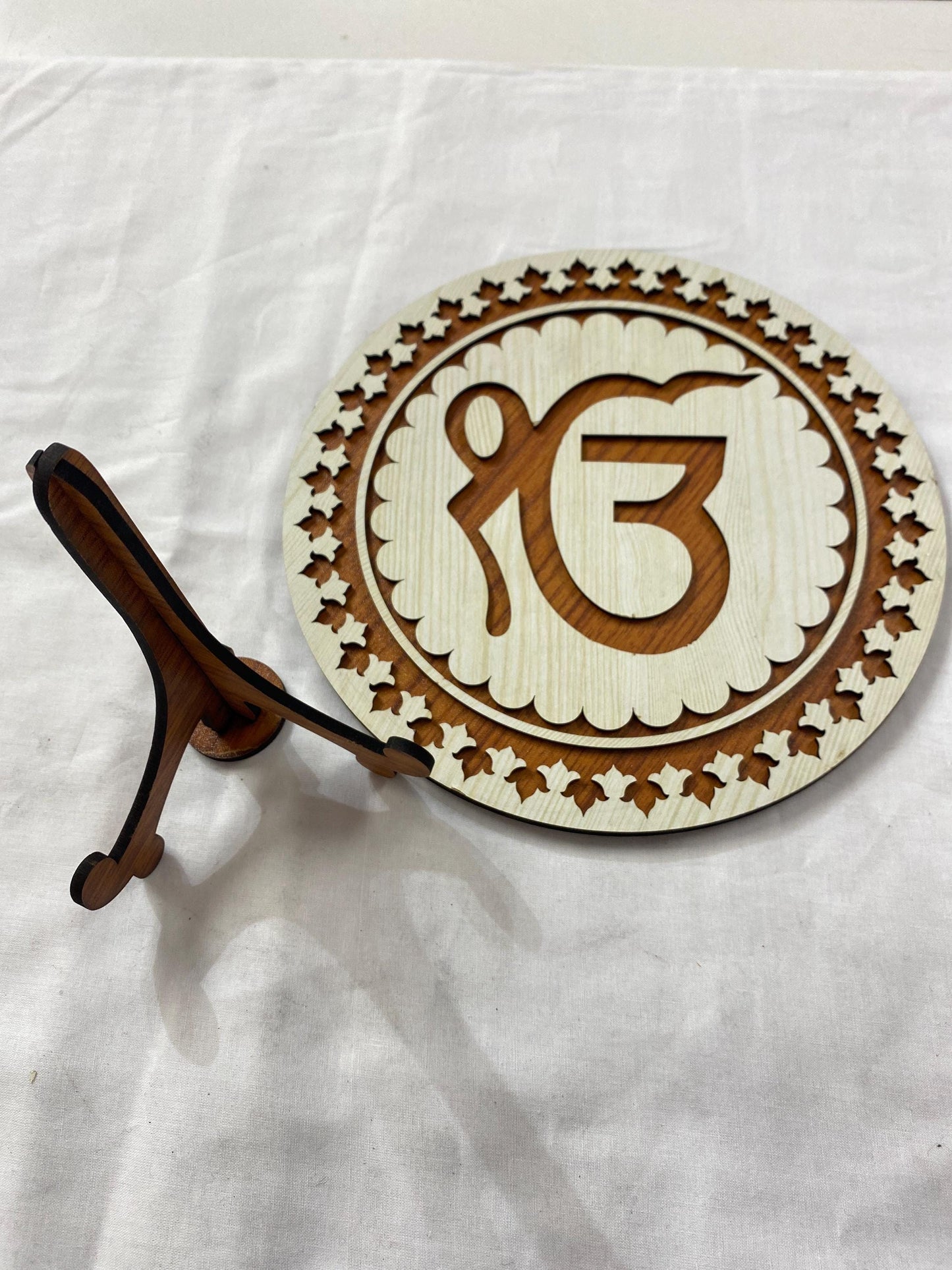 TableTop Wooden Display Accessories- Ik Onkar (light brown)Religious/Sikh item/detachable stand /gift item