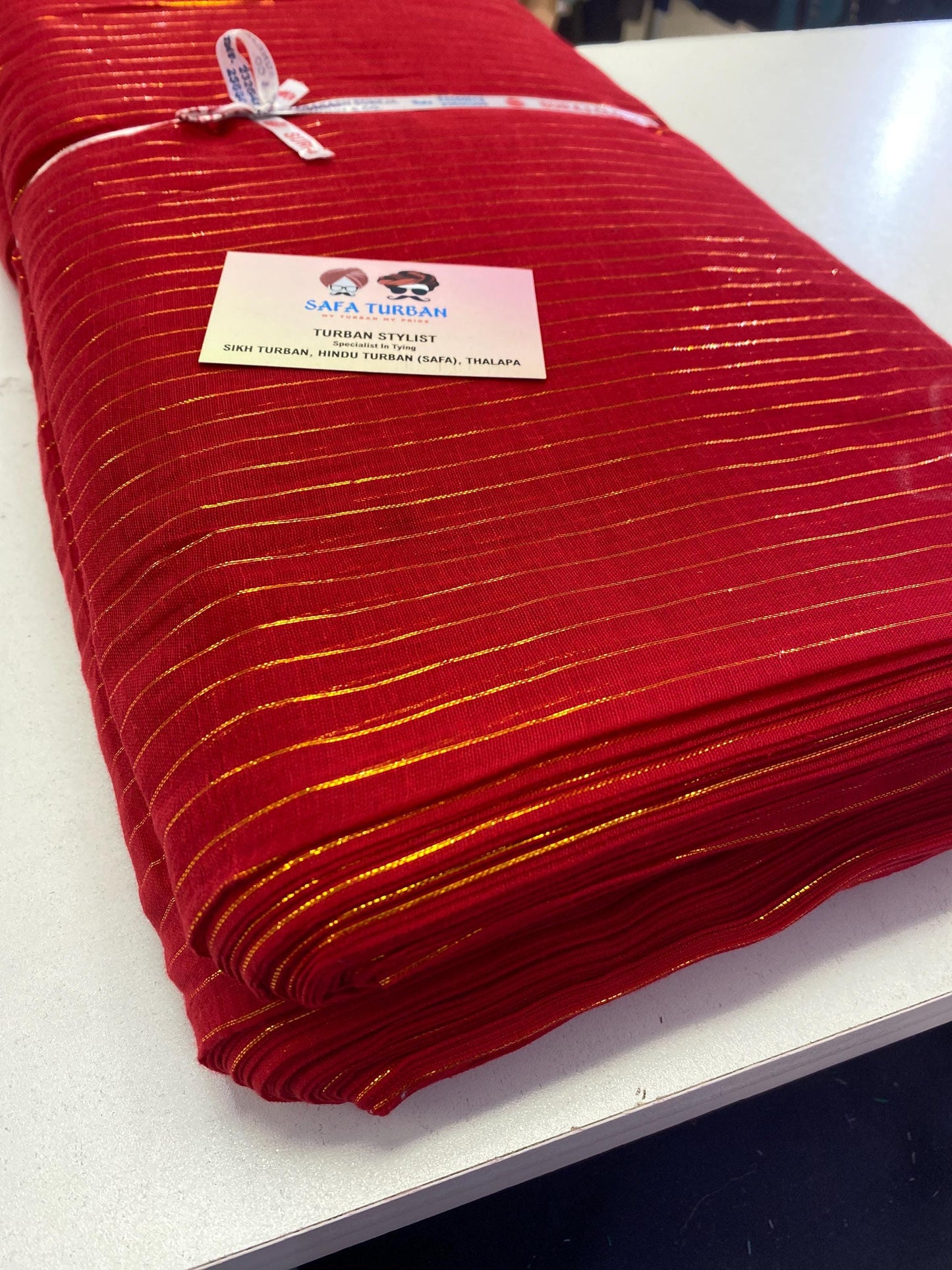 Sikh Turban- Printed Voile Turban Fabric- Red Colour, Sikh Turban, Turban Fabric, Printed Voile Turban, (stitching/peeko/edges finishing)