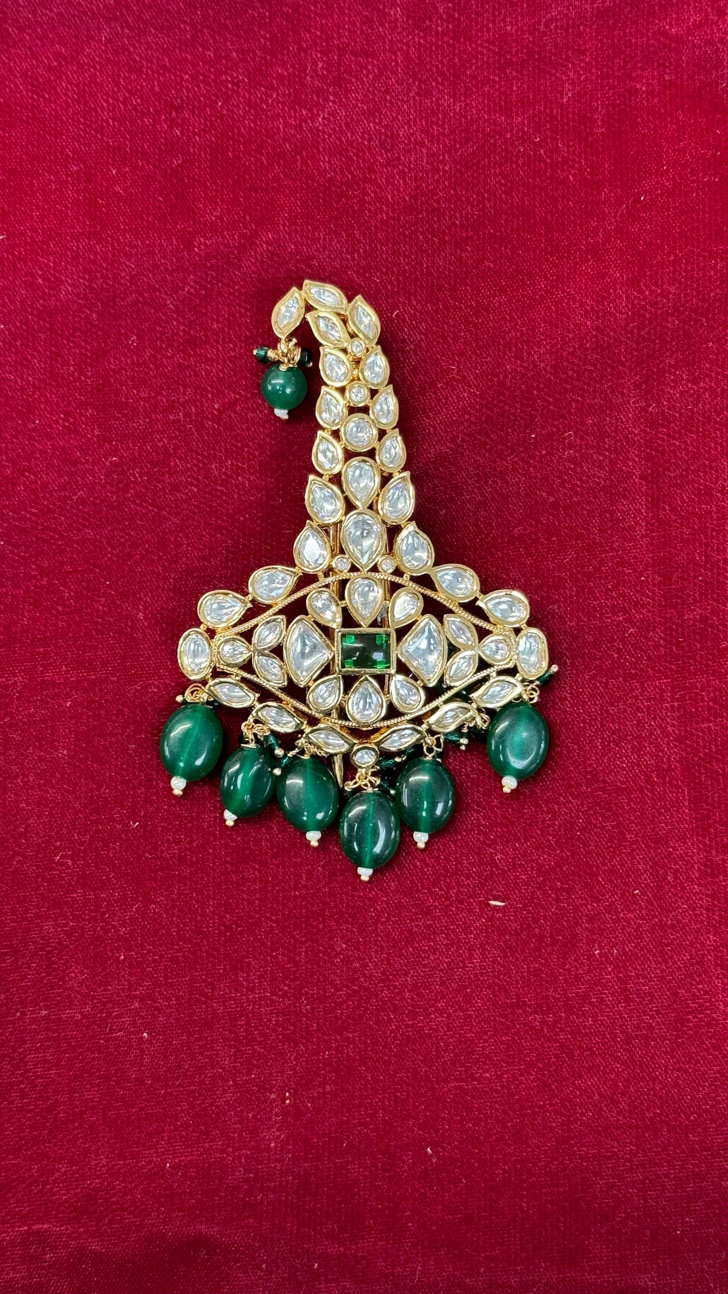 Indian Groom Wedding Accessories-Pachi Kundan Kalangi/Kalgi for Men's Safa/Groom Pagdi