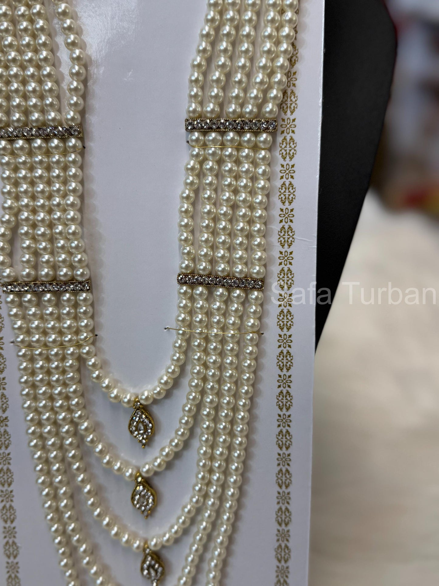 Indian Wedding-Pearl Necklace with Brooch, five Layered Maharaja Haar/ Necklace for Groom for Wedding