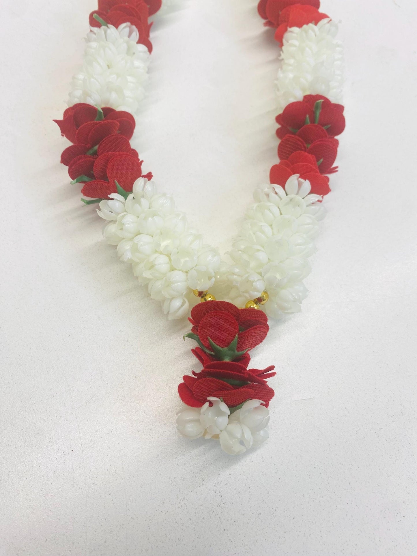 Wedding Accessories- Handmade Artificial Flower Garland/Mala for Milni (Red/White)