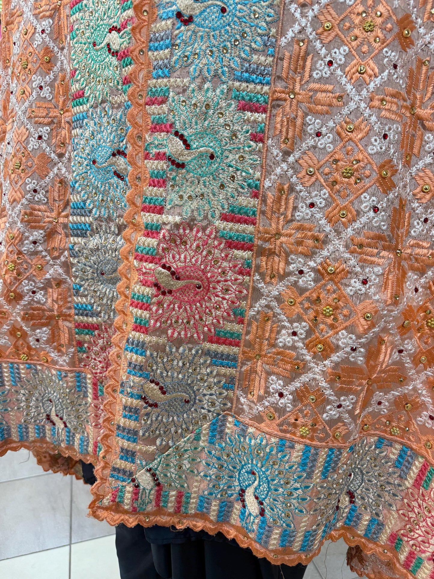 Phulkari Dupatta- Women's Phulkari Dupatta, Scarf, Multicolour Fulkari Chunni, Dupatta