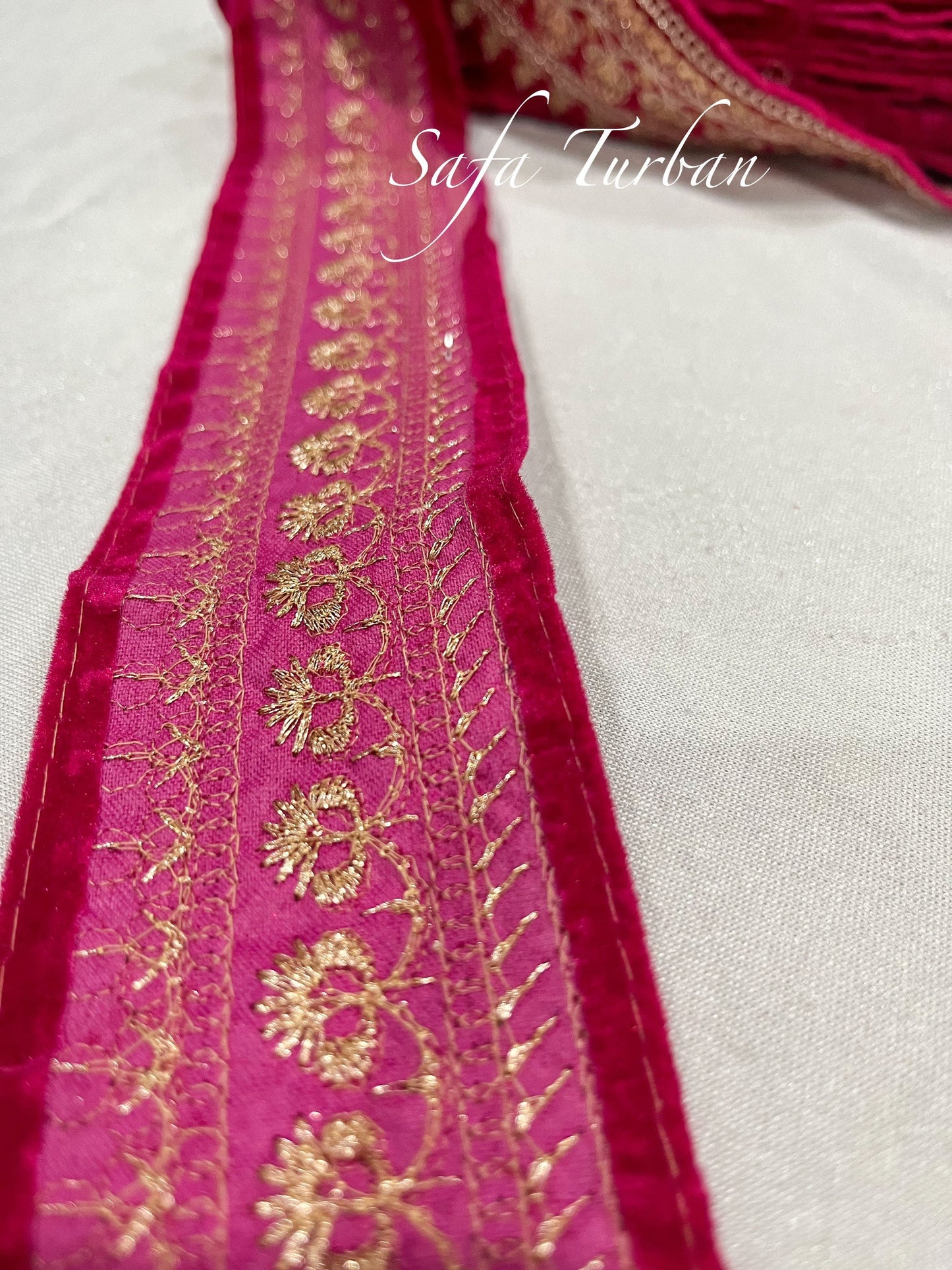 Magenta/Maroon-Golden 2.25" (inch) width Highlight Border Lace for Dresses, Sarees, Lehenga, Suits, Blouses, Dupatta, Chunri, and Craft