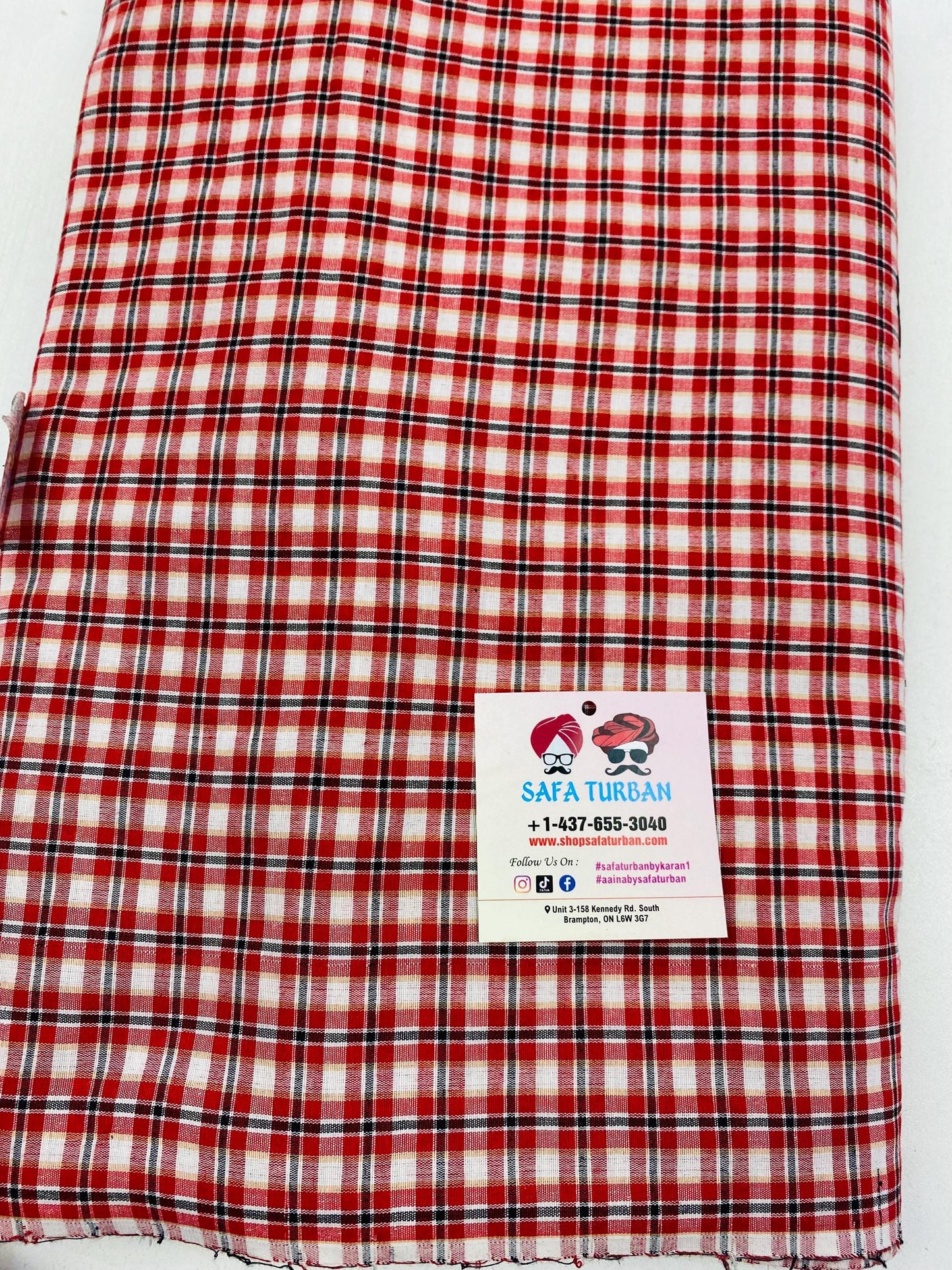 Unstitched Red & black and white Colour Check Parna (Check Parna)