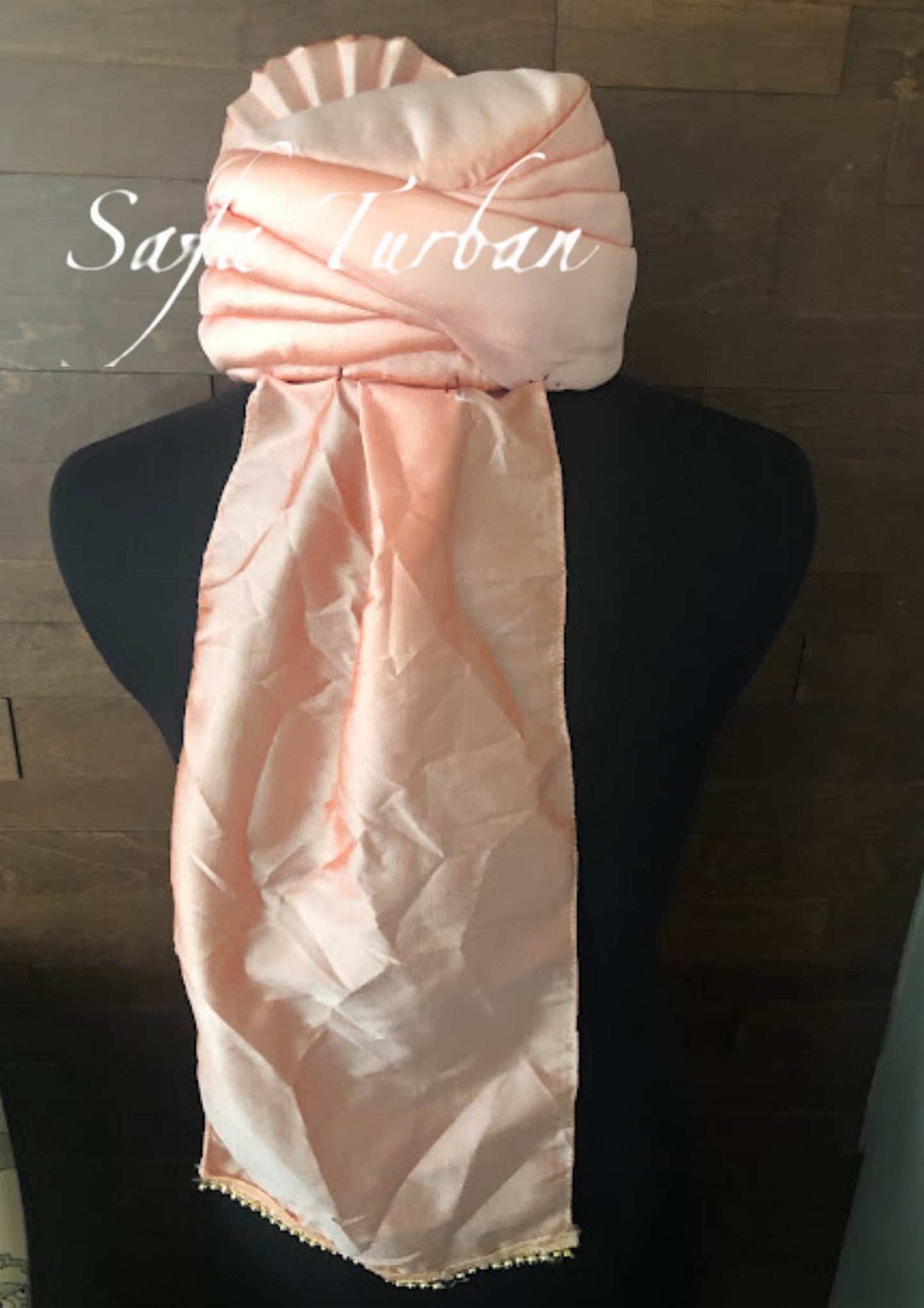 Indian Wedding- Silk Fabric handmade Safa for groom in Peach colour, Groom Head Safa Turban/Pagdi Headwrap for Dulha
