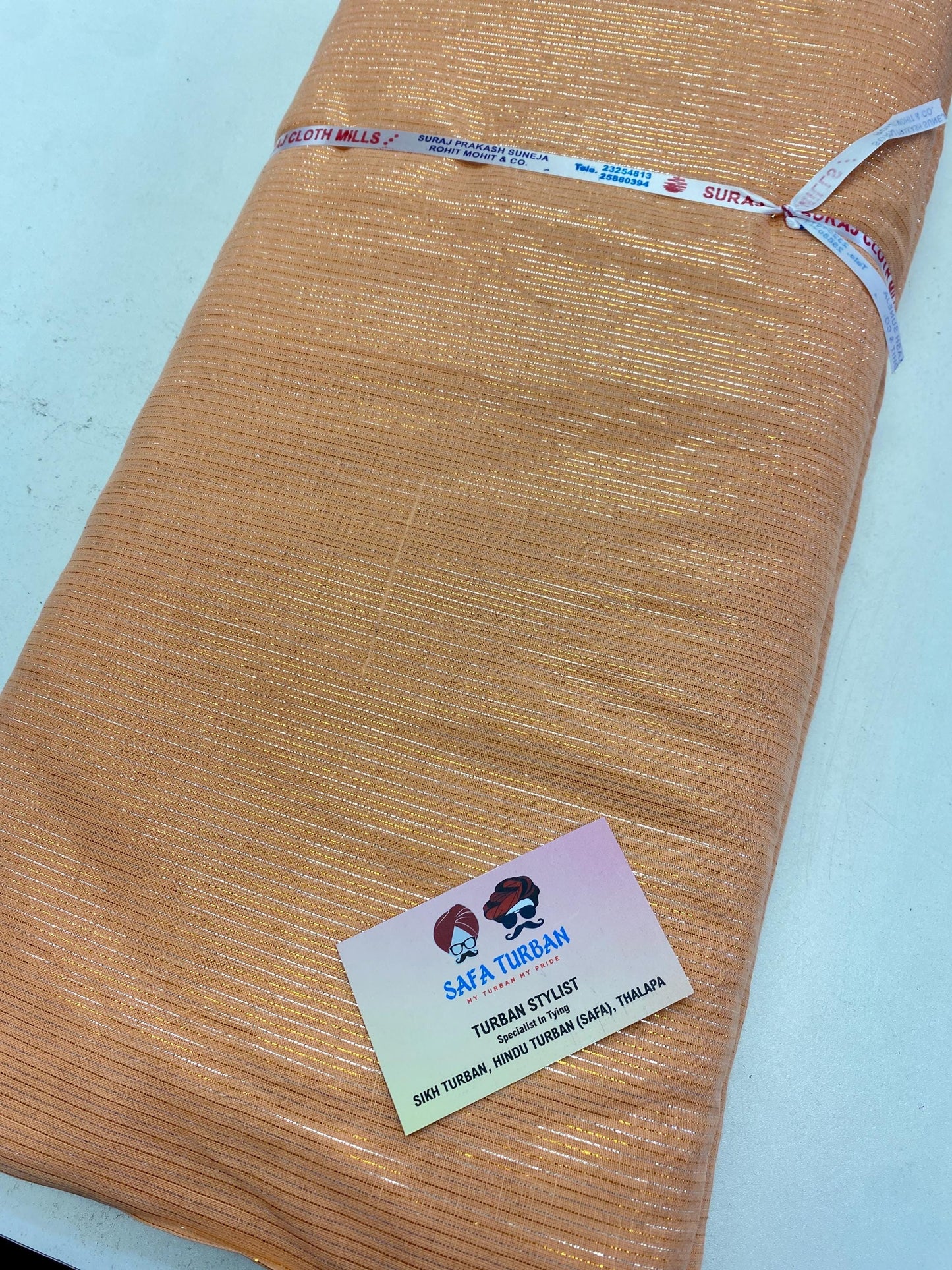 Sikh Turban- Printed Voile Turban Fabric- Peach Colour, Sikh Turban, Turban Fabric, Printed Voile Turban, (stitching/peeko/edges finishing)