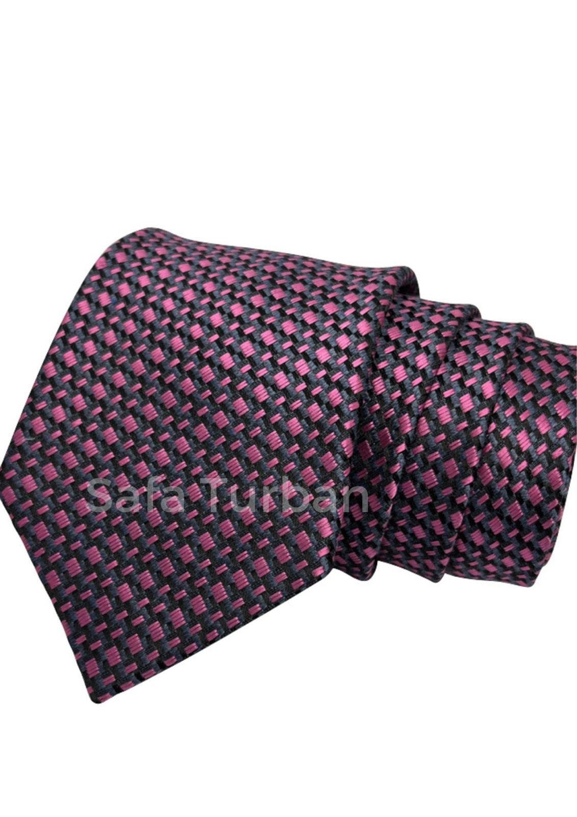 Mens Plaid Micro Self Silk Necktie Gift Set With Pocket Square