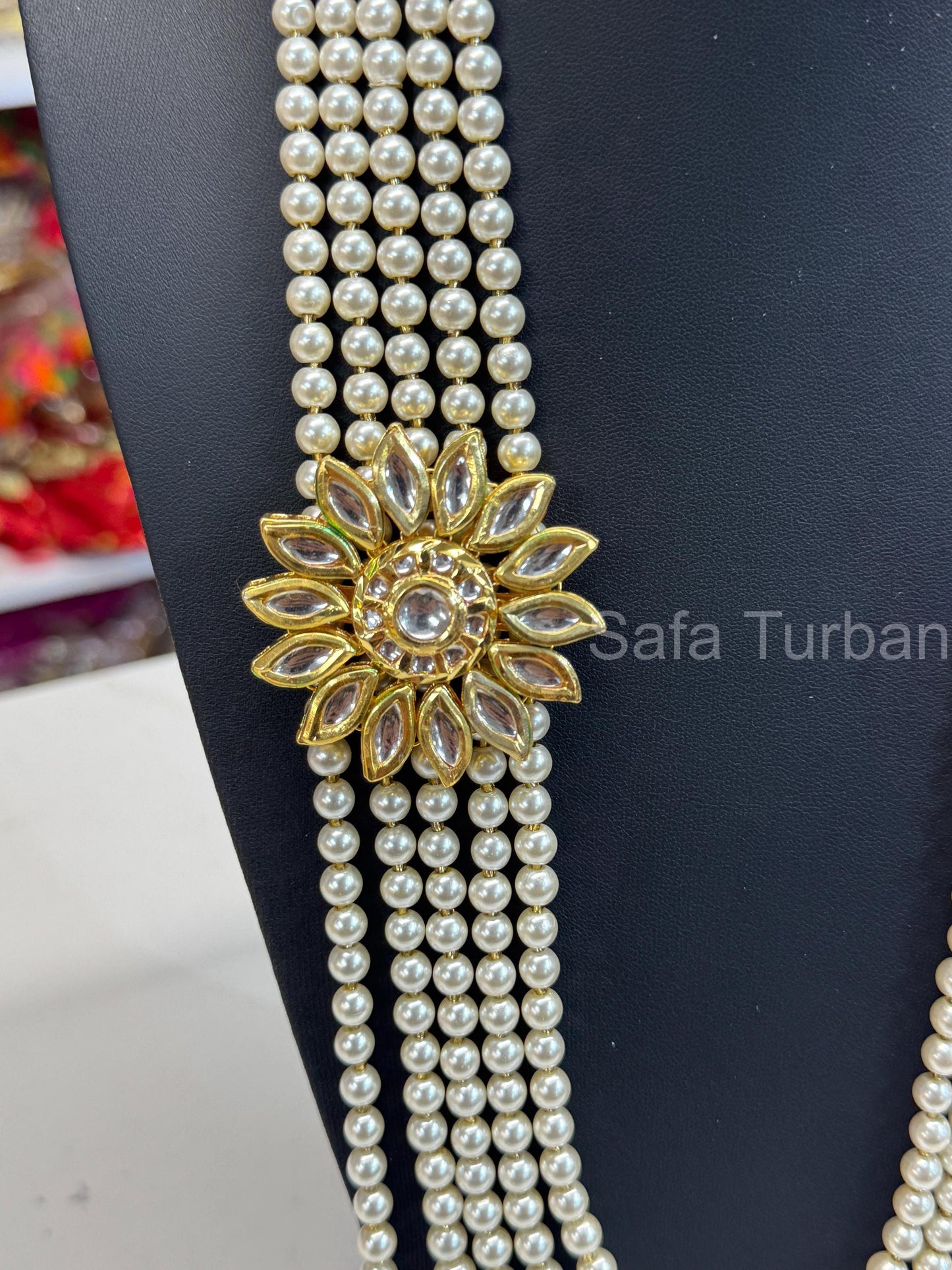 Indian Wedding- Pearl Stone Five Layer Studded Necklace for Men/Groom for Wedding