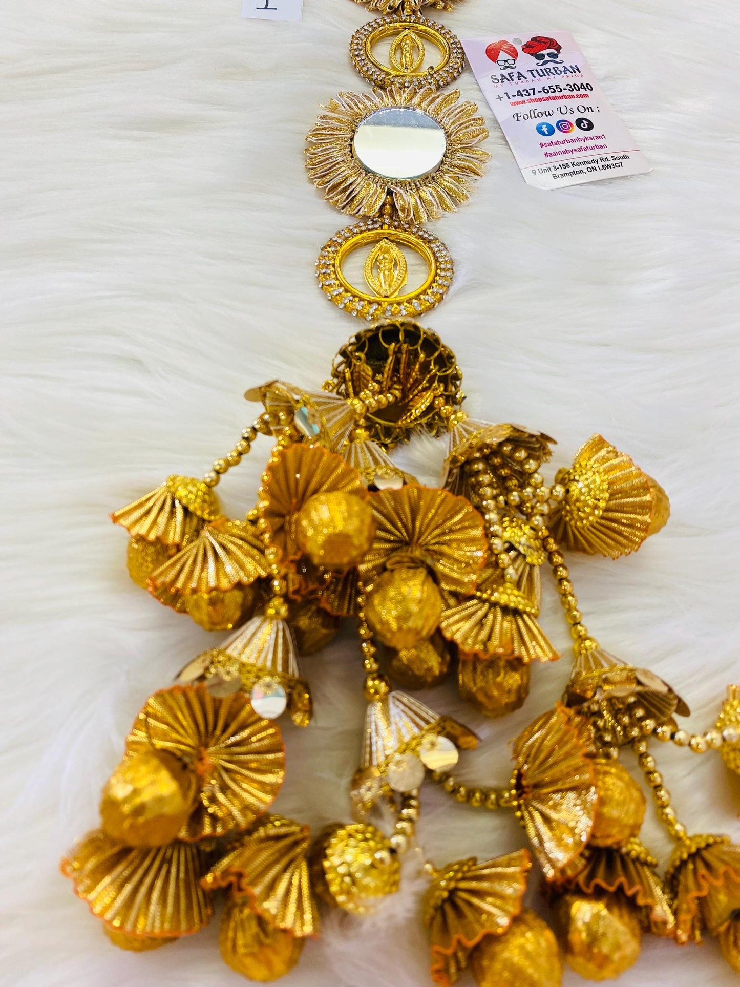 Punjabi Golden Colour Fabric Parandi Tassles Hair Extensions with Beads for Women and Girls (Sold per piece)