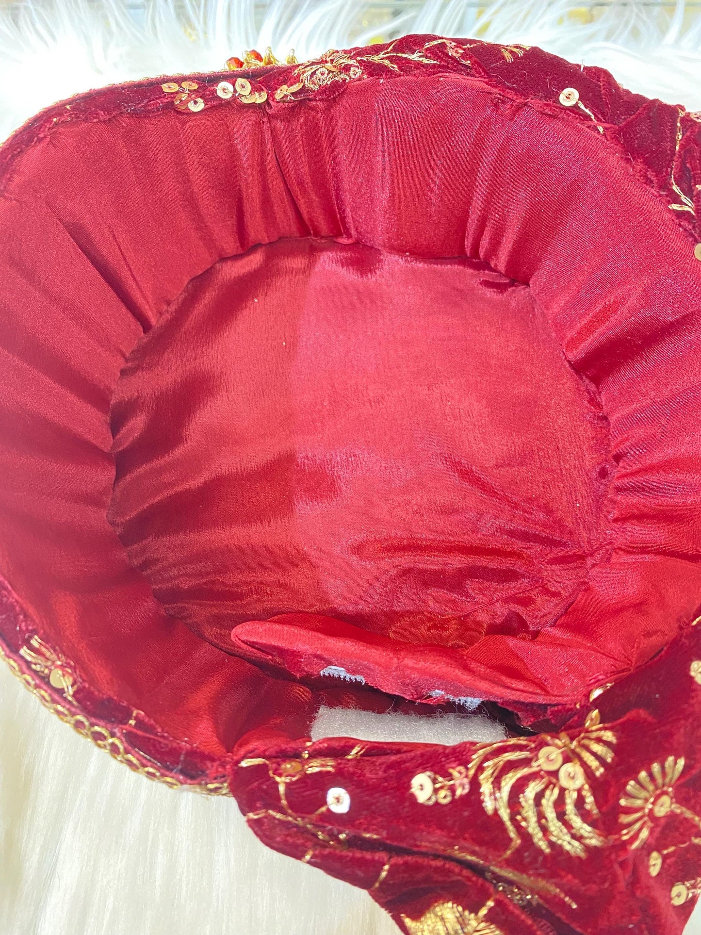 Groom Wedding Turban-Red Velvet Turban with Shawl- Safa Turban/Pagdi/Premade Turban/ Wedding Safa/Turban/Pagdi for Men (Groom)