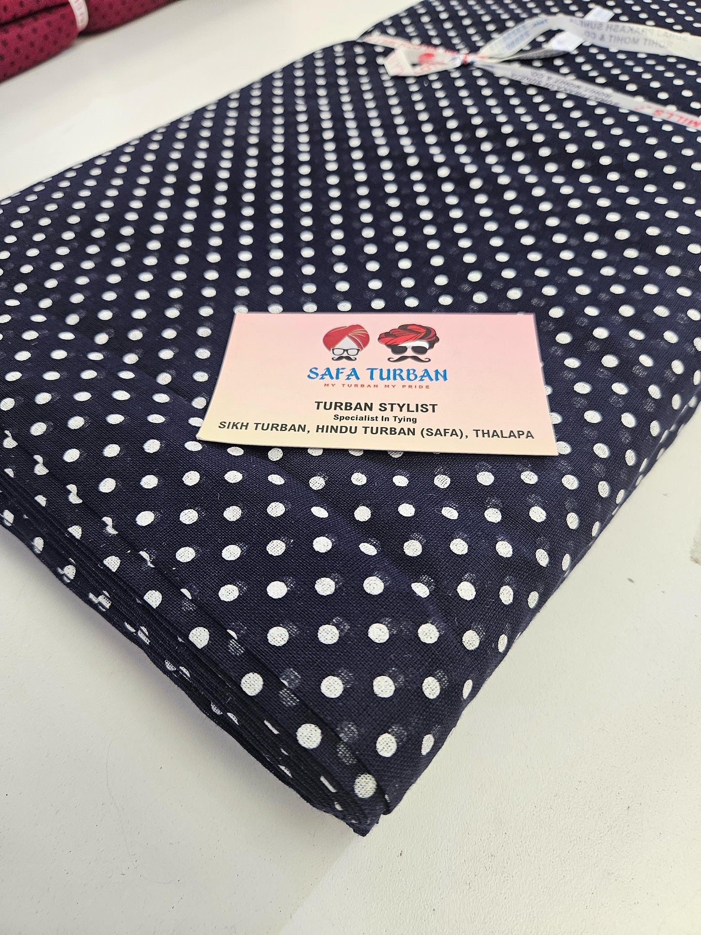 Sikh Turban- Black Polka Dot Full Voile turban fabric, Sikh Turban, Turban Fabric, Printed Voile Turban, (stitching/peeko/edges finishing)