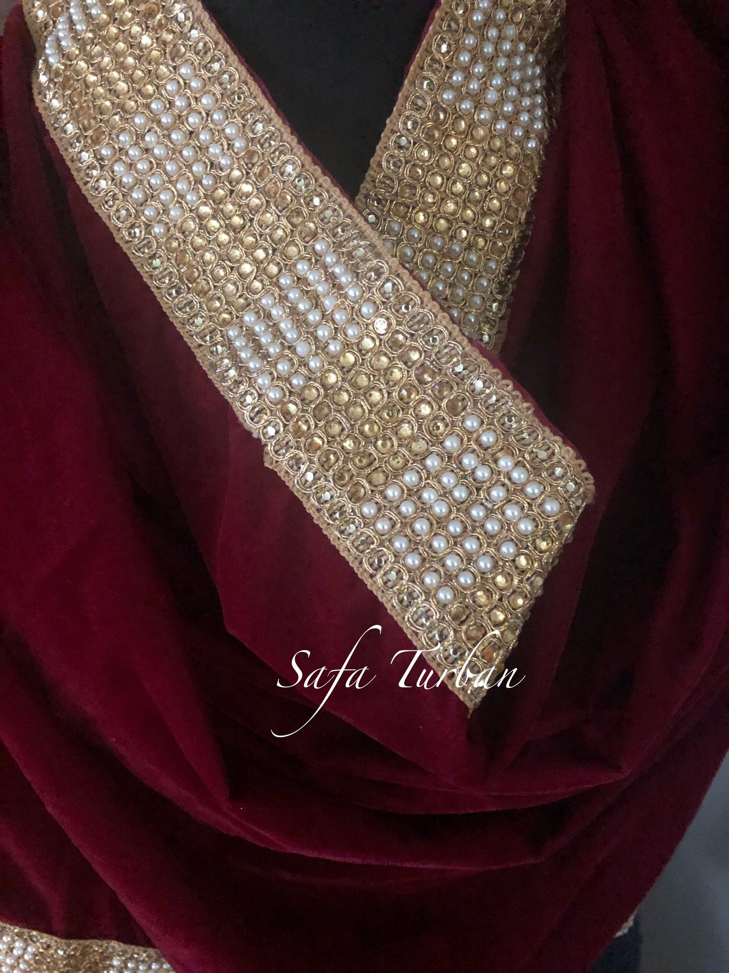 Indian Wedding- Velvet Sherwani Shawl for Groom (Dark Maroon)