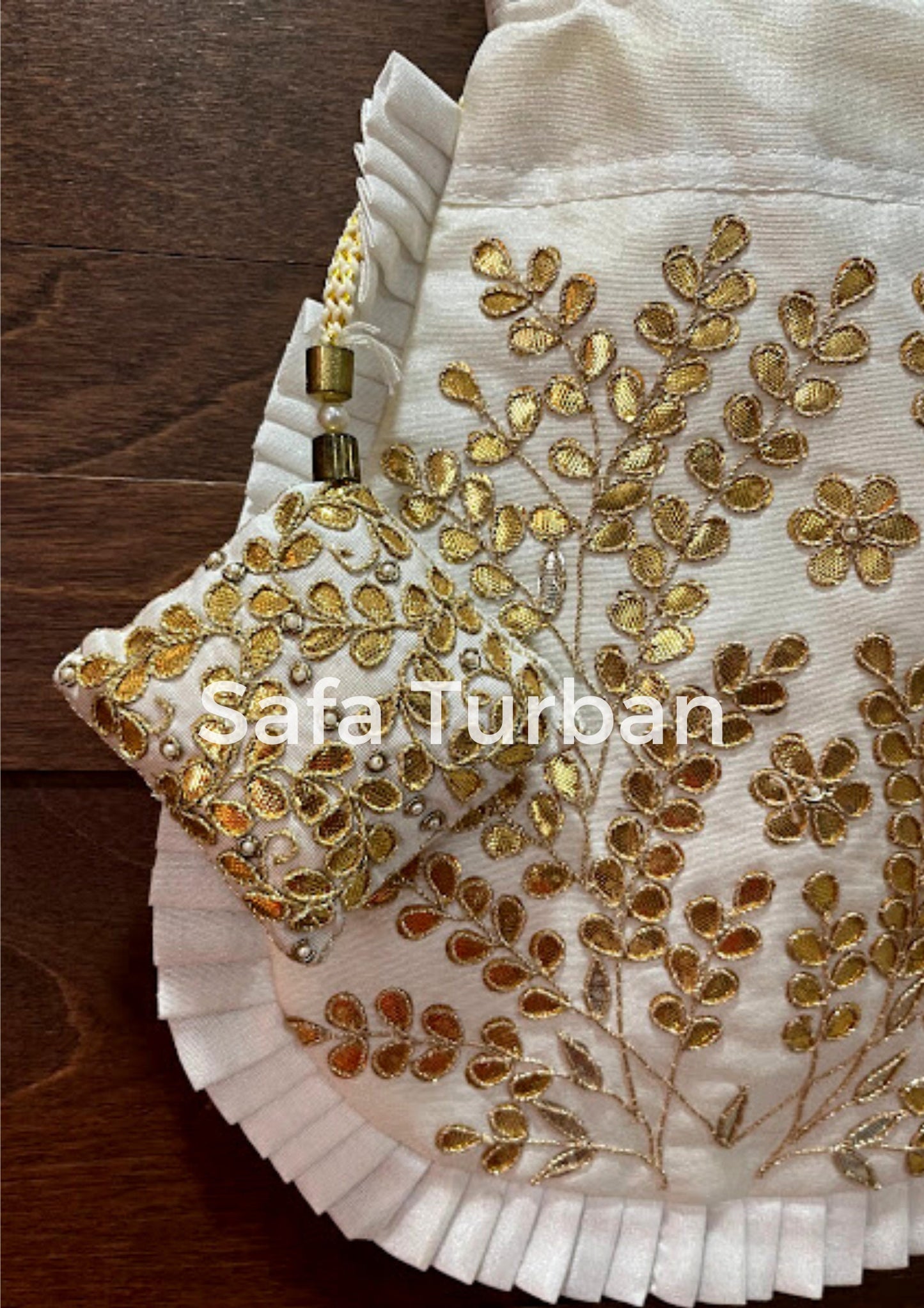 Potli Bag for women with Golden Embroidery and Pearl Handle