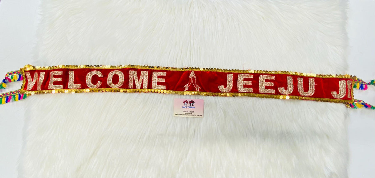 2.5 Meters Custom Wedding Entry Ribbon "Welcome Jeeju Ji” II Indian Groom/Bride II Indian Wedding Ribbon Cutting Ceremony