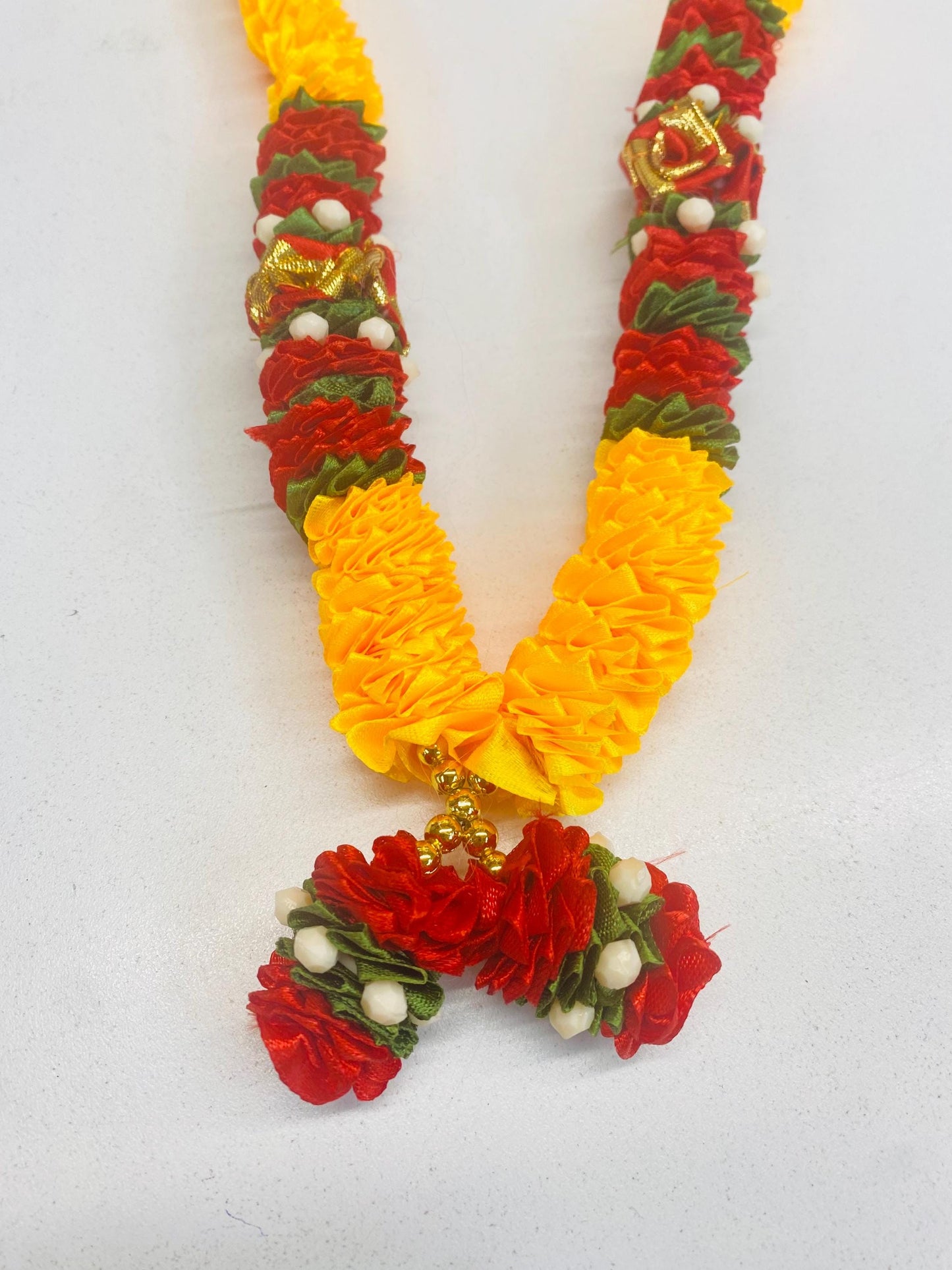 Wedding Accessories- Handmade Artificial Flower Garland/Mala for Milni (Yellow/Red )