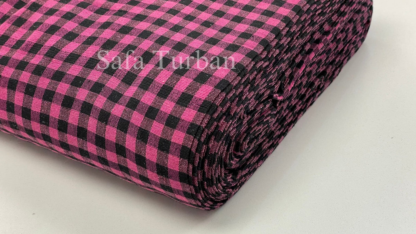 Sikh Desi Parna- Majenta and Black Check Turban (Dabbi wala Parna)