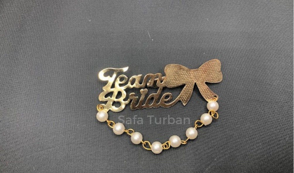 Indian Wedding Accessories- Team Bride Gold Plated Brooch/Brooch Pin Pack for Men & Women