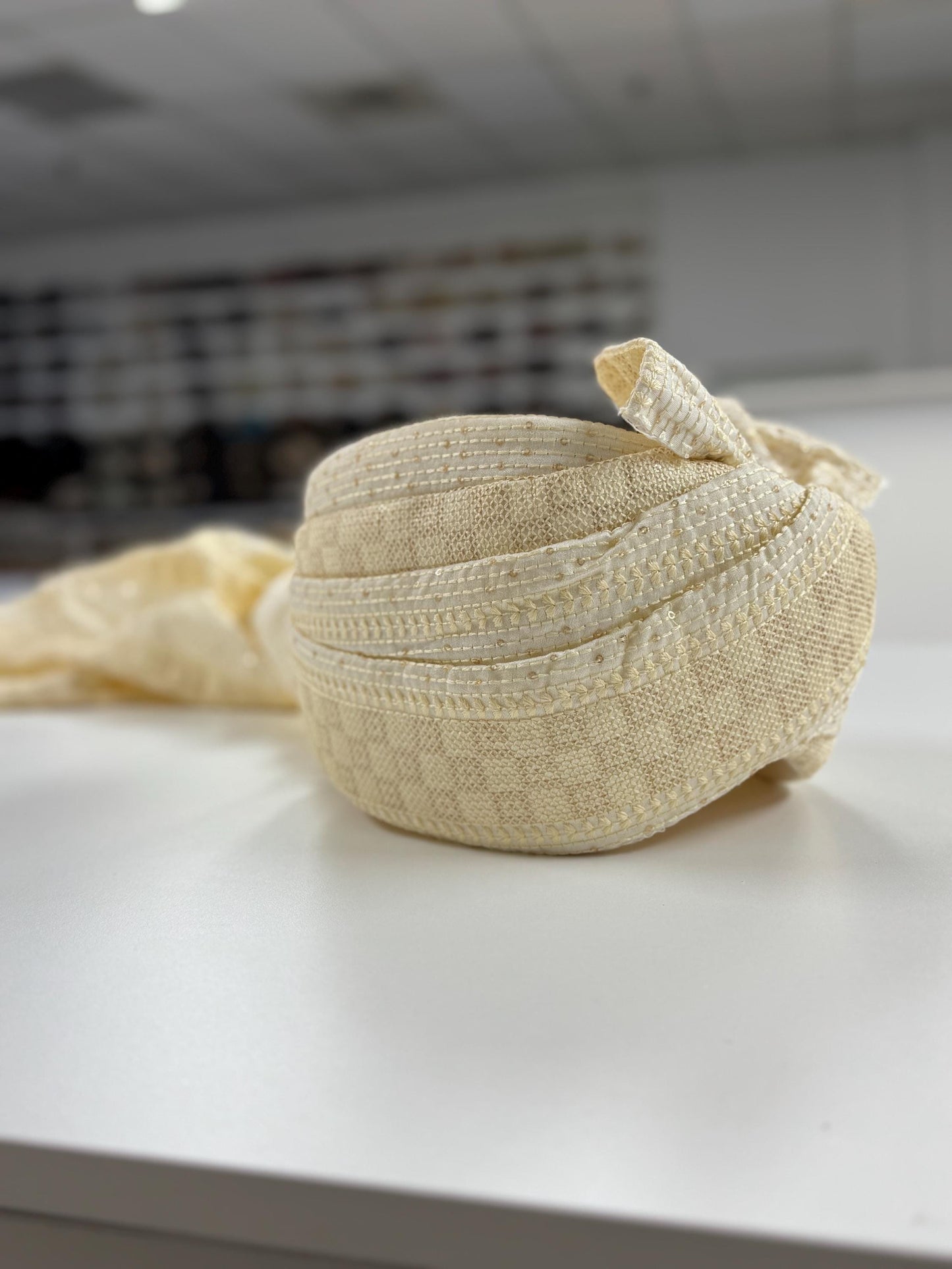 Groom Wedding Pre made Turban- Cream AdjustableTurban(with velcro)- Safa Premade Turban/ Wedding Safa/Turban/Pagdi for Men