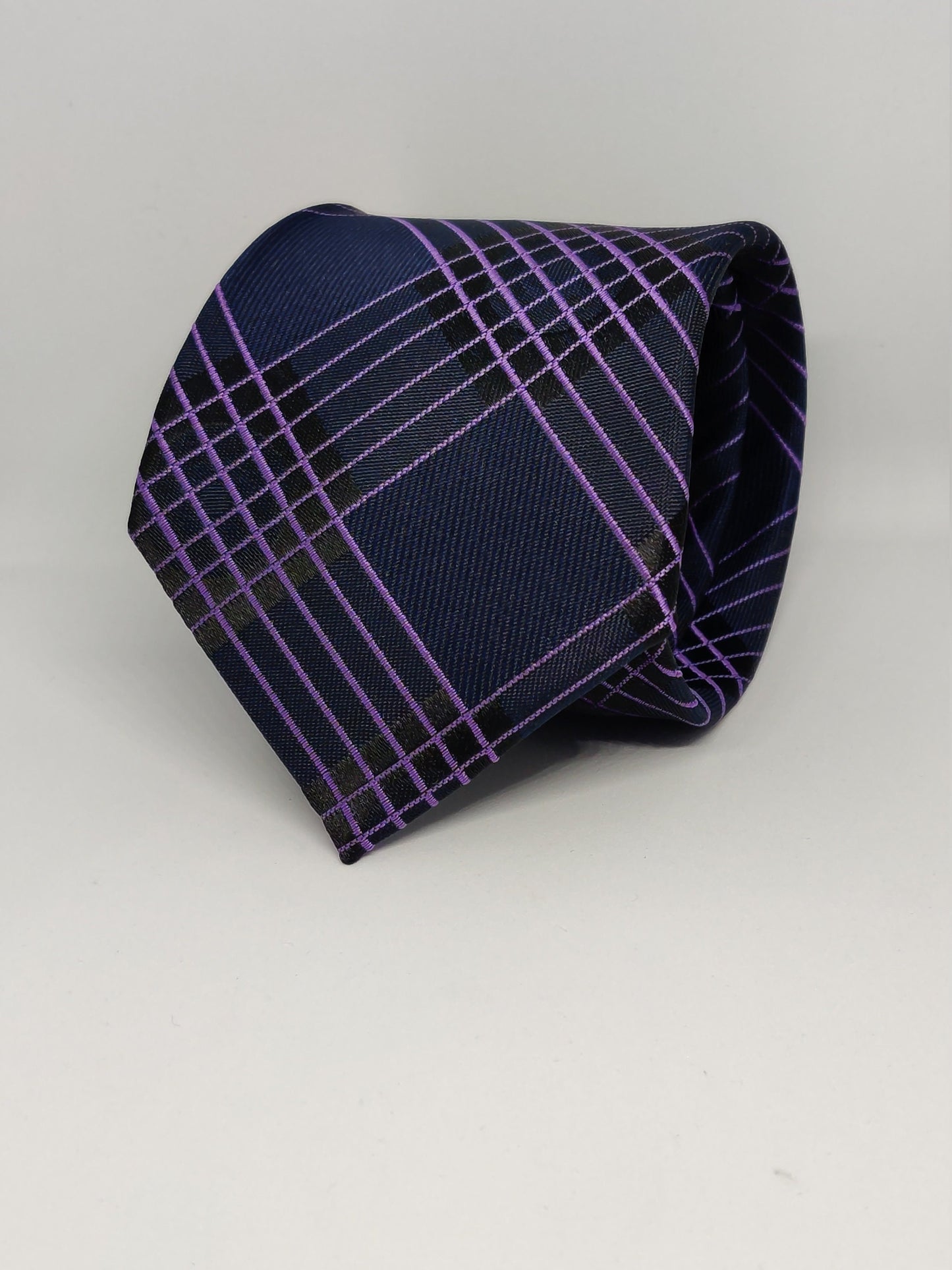 Mens Plaid Micro Self Silk Necktie Gift Set With Pocket Square