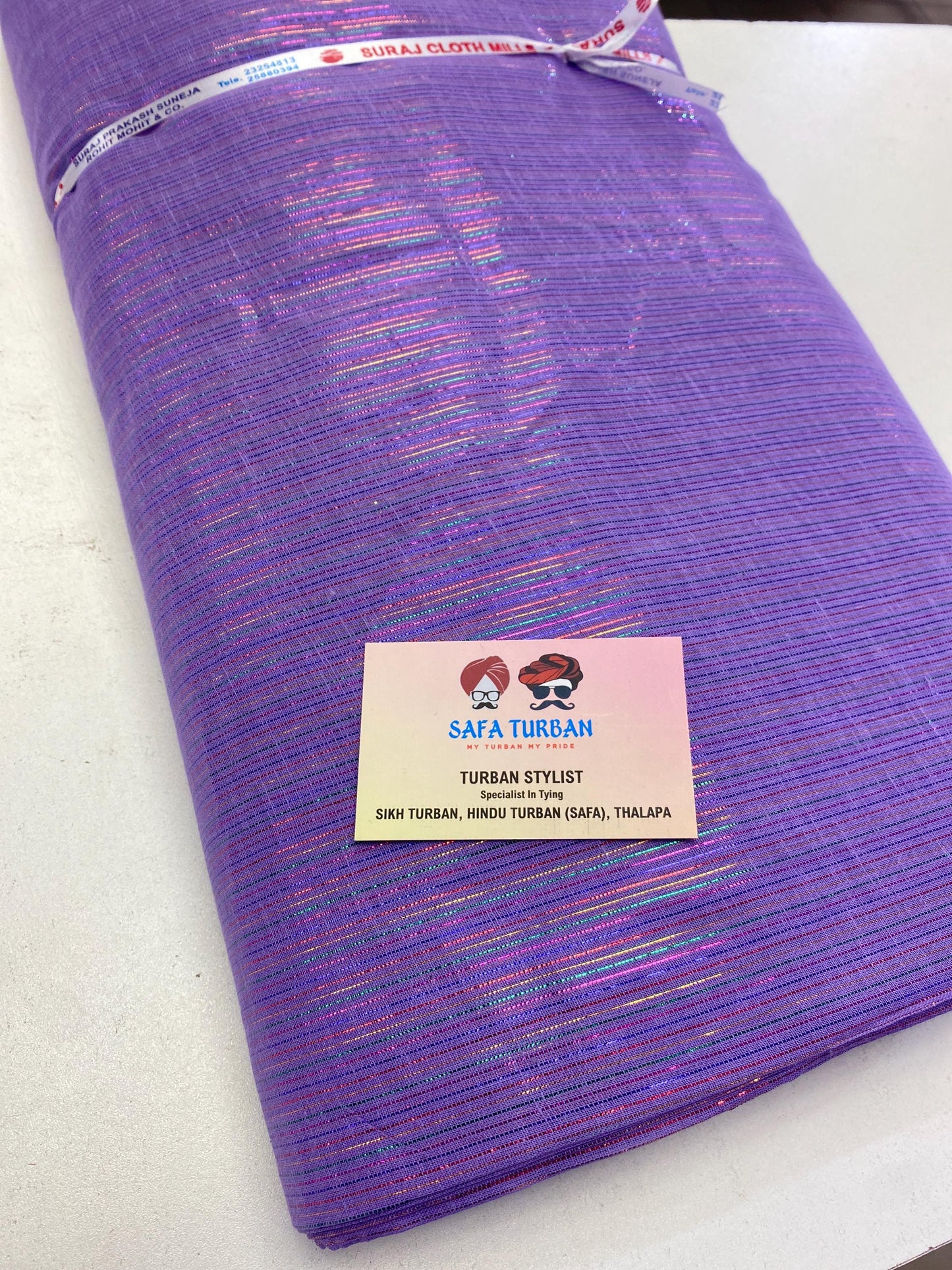 Sikh Turban- Printed Voile Turban Fabric- Lavender Colour, Sikh Turban, Printed Voile Turban, (stitching/peeko/edges finishing)