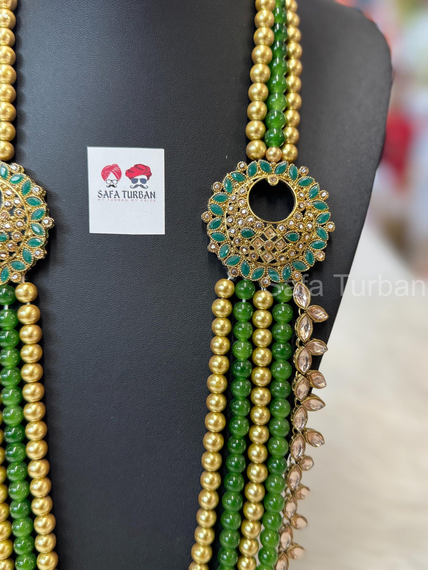 Indian Wedding- Pearl Necklace with Brooch and Kundan layer for Men/Groom for Wedding (5Layers Pearl)