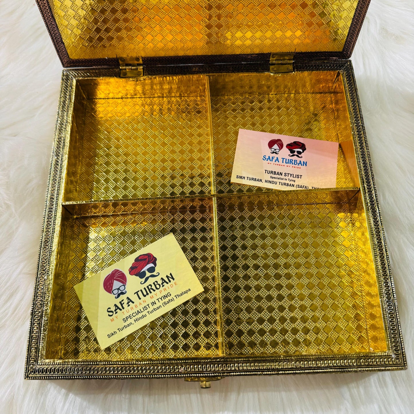 Decorative Heavy Wooden Handicraft Empty Dry Fruit Gift Box/Gifting Box/Wedding Box/four section