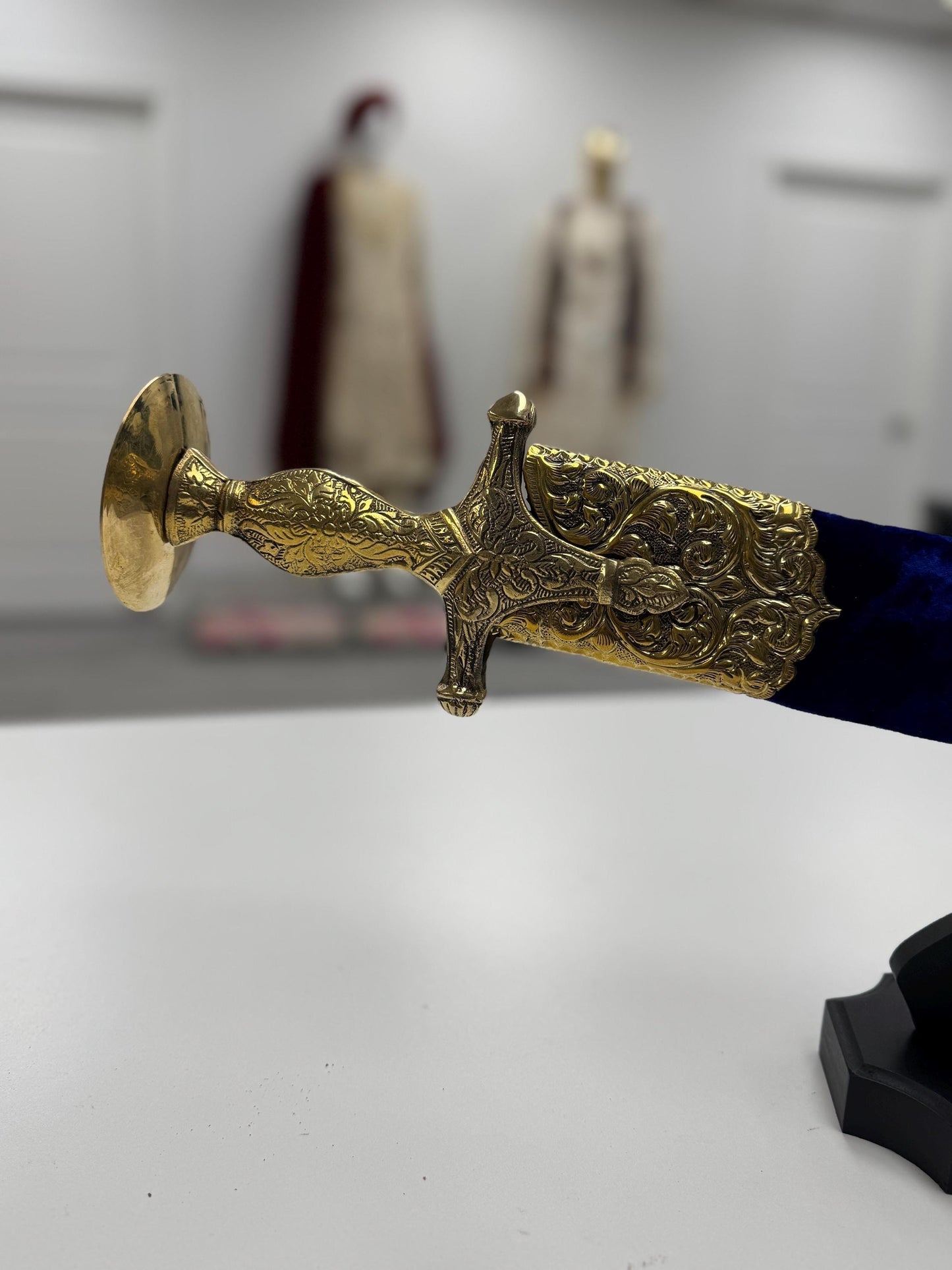 Indian Wedding Decorative Sword/Kirpan- Blue Sword with Golden work handle/For wedding purpose/Indian Rajput Wedding Sword