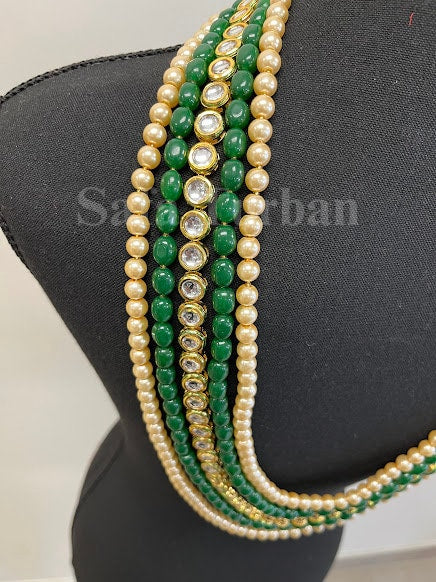 Indian Wedding- Pearl Necklace with Kundan layer for Men/Groom for Wedding (5Layers Pearl)