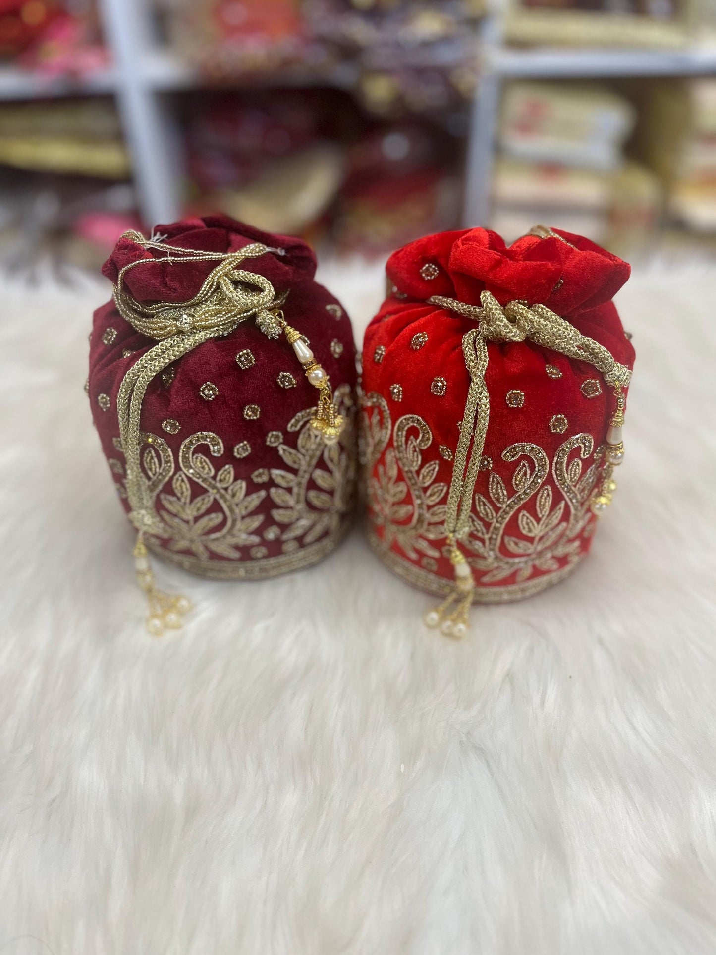 Designer Bridal Potli Bag for women with Embroidery and Embellished Stones