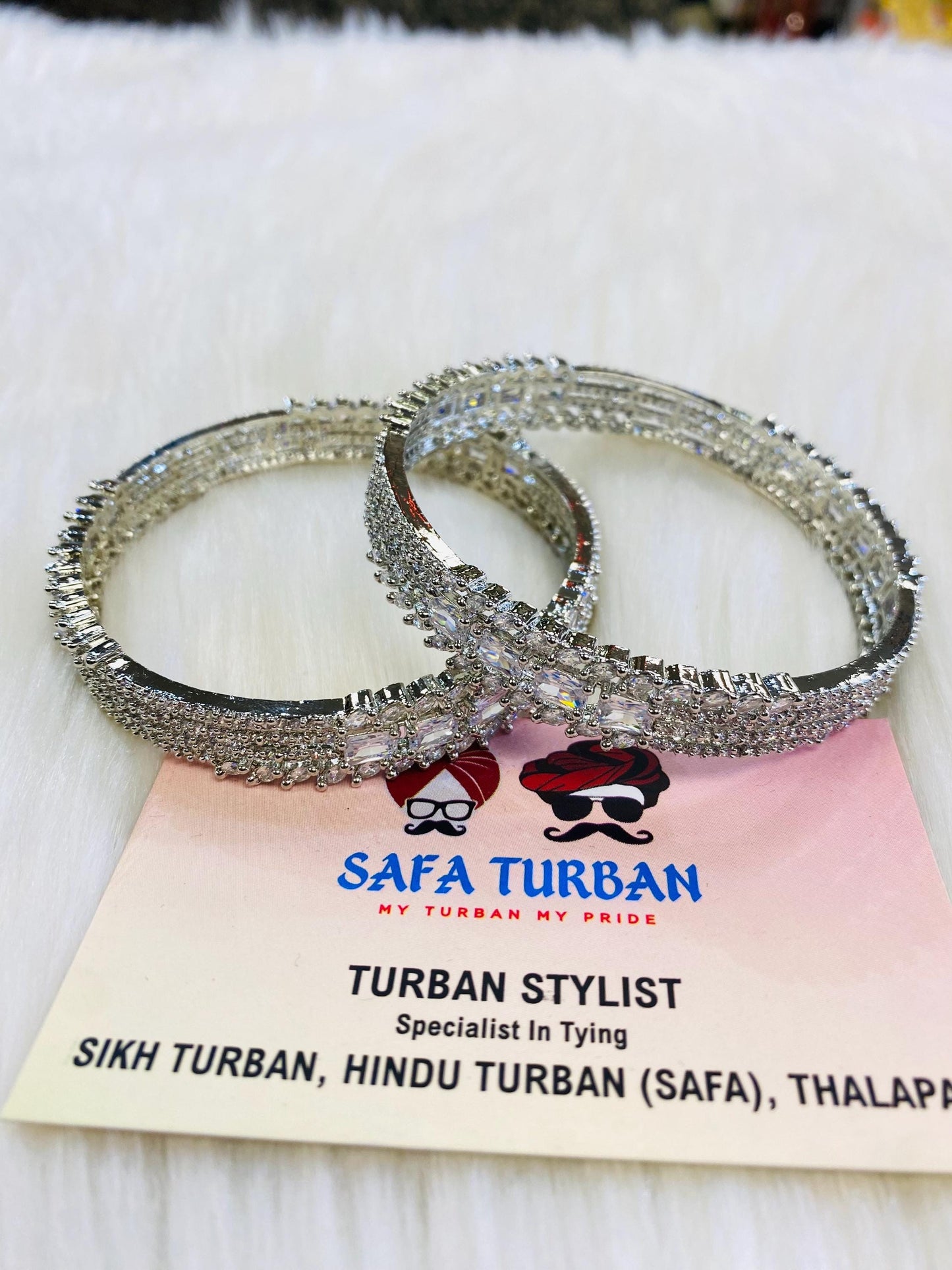 Bangles- AD Silver- Metal Bangles/Wedding bangles/Kada bangles /Stone bangles (Set of 2 BANGLES)