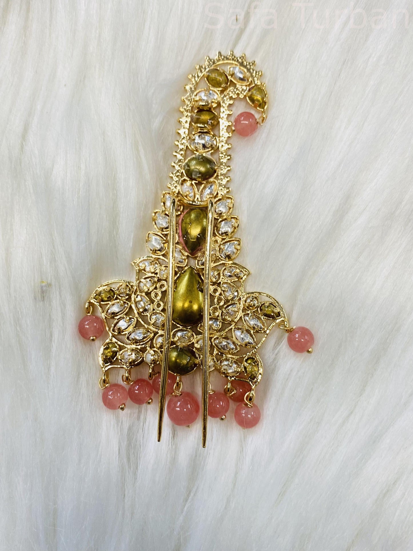 Indian Groom Wedding Accessories- Kundan Kalangi/Kalgi for Men's Safa/Groom Pagdi