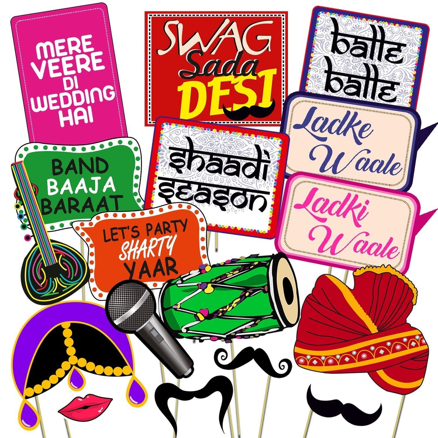 Wedding/Party Props for Photo Booth/ Mehandi Props/ Sangeet Props