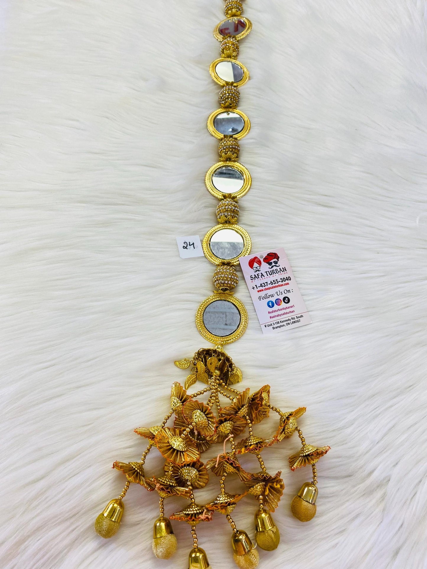Punjabi Golden Colour Fabric Parandi Tassles Hair Extensions with Beads for Women and Girls (Sold per piece)