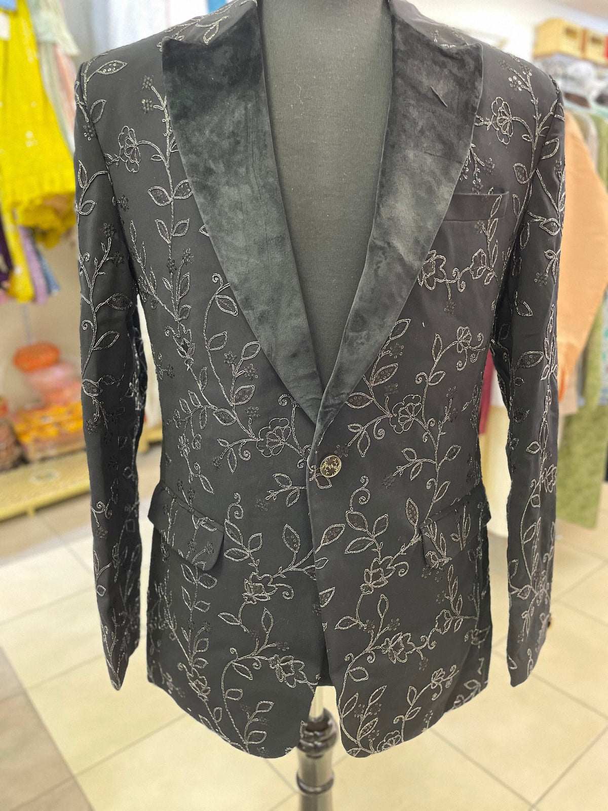Mens Suit Blazer Slim Fit Floral Embroidered Jacket/Coat/Blazer