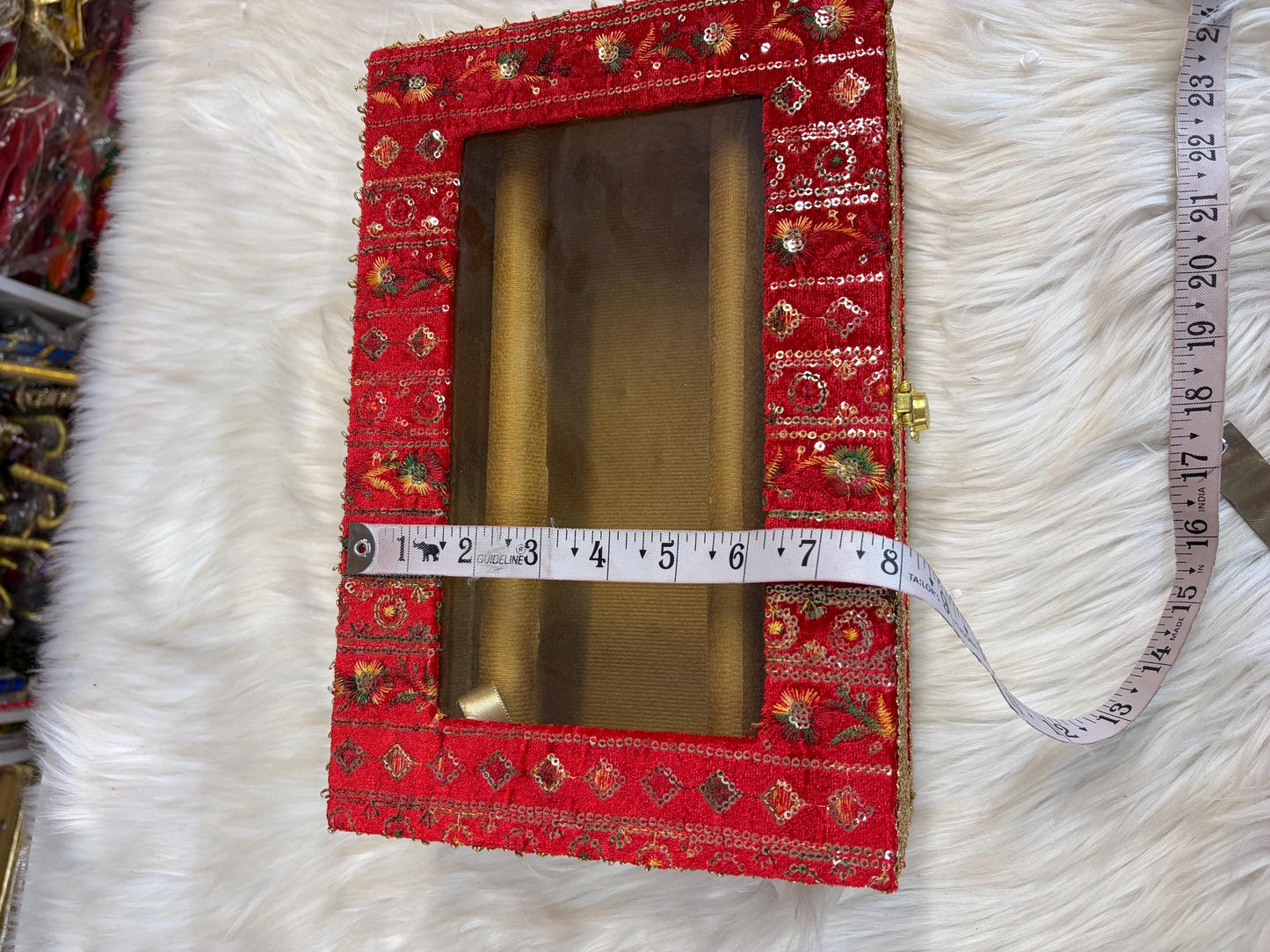 Churra Box- Velvet Embroided handcrafted Box- Trousseau Box- Churra bangle Box- Bridal Chura- Bridal Bangles- Bangle Storage Box