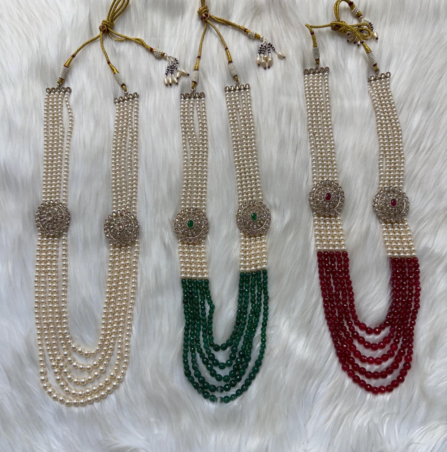 Indian Wedding-Pearl Necklace with Brooch, five Layered Maharaja Haar/ Necklace for Groom for Wedding
