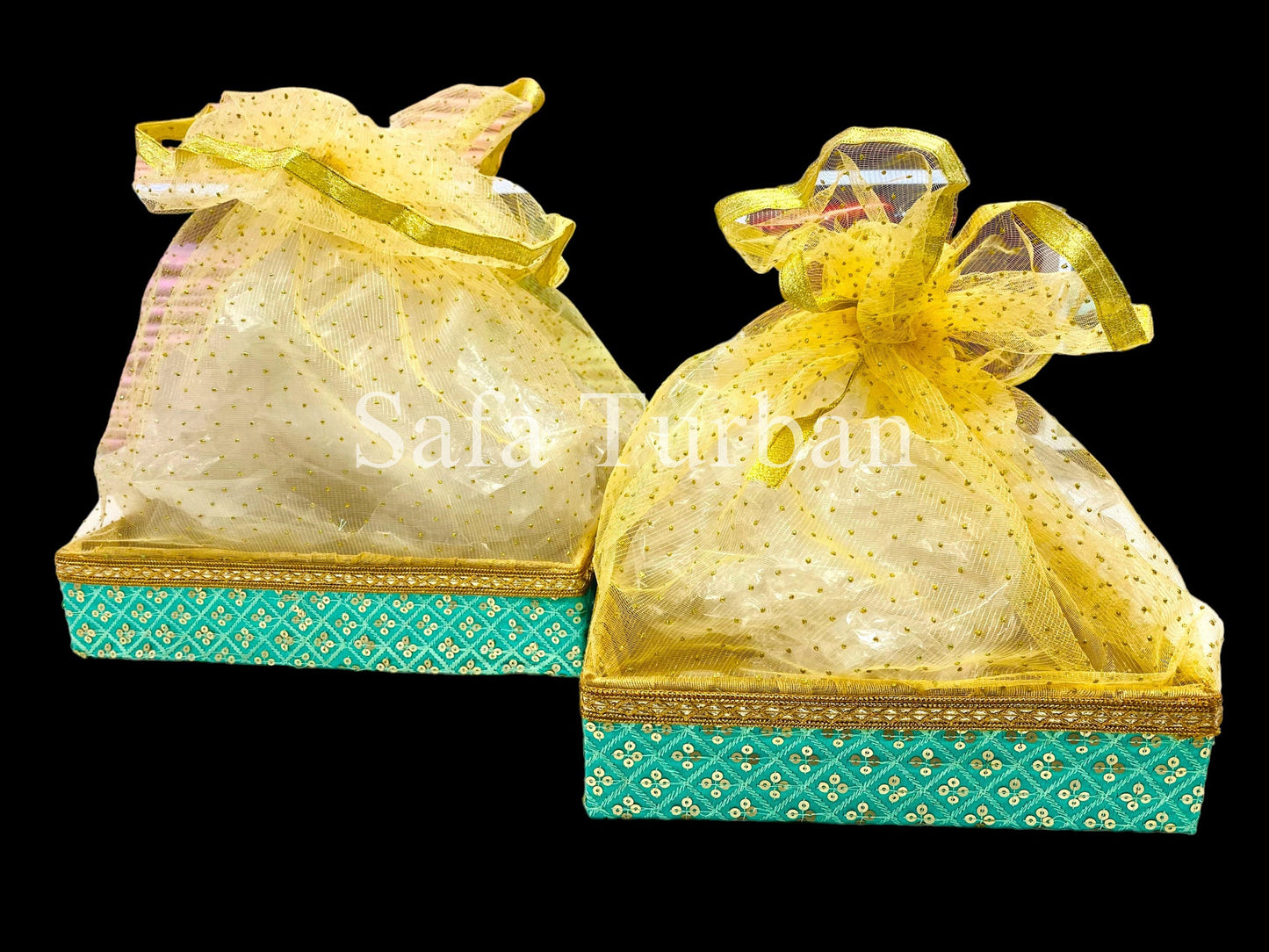 Fancy Gift Hamper Basket, Wedding Gift Packing Basket, Basket with Net, Wedding Hamper Trays, Pack of 2