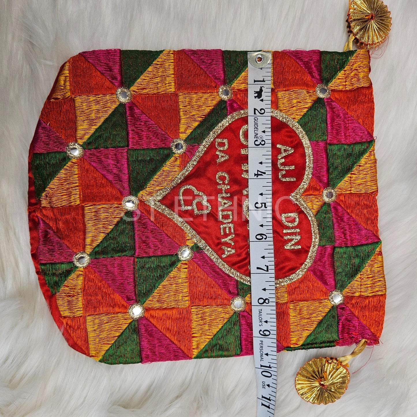 Indian Wedding- Desi Mithai/ Bhaji/Ladoo Bag- Potli Bag for Return Gifts Wedding II Sweets Bag Gift II Phulkari print potli