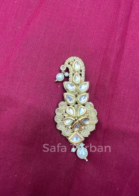 Indian Groom Wedding Accessories-  Kundan Kalangi/Kalgi for Men's Safa/Groom Pagdi