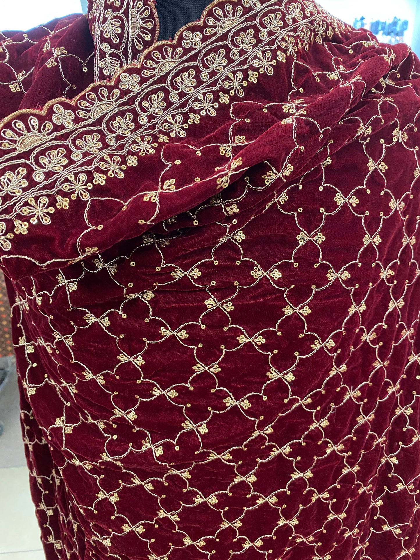 Indian Wedding- Velvet Shawl /Dupatta, Velvet Dupatta- Women's / Men's Velvet Dupatta, Shawl, Dupatta