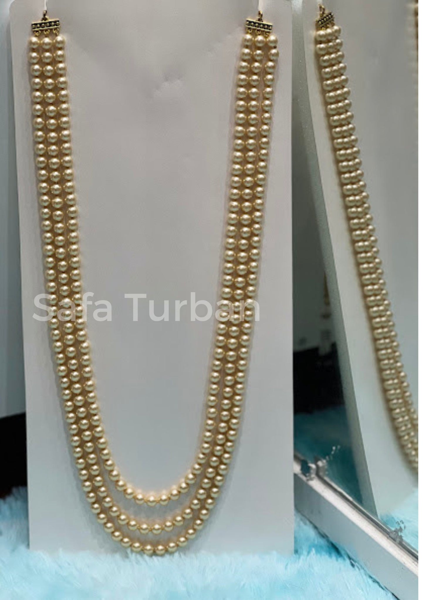 Indian Wedding- Offwhite Pearl Stone Beads Necklace for Men/Groom/Dullah for Wedding