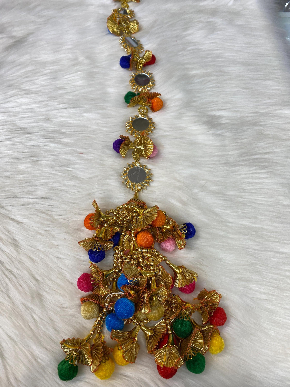 Punjabi Multi Colour Fabric Parandi Tassles Hair Extensions with Beads for Women and Girls (Sold per piece)